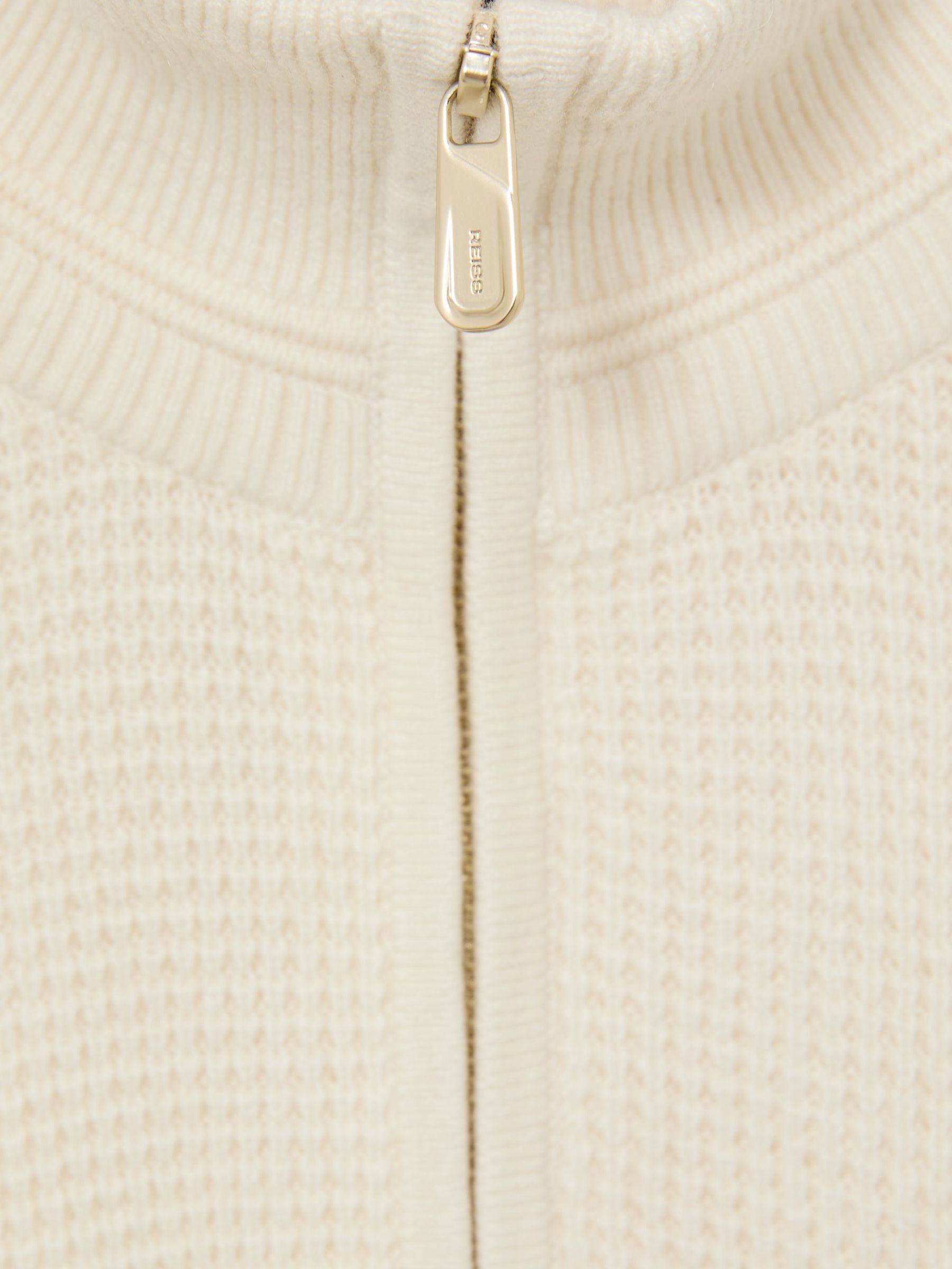 Textured-Knit Funnel-Neck Half-Zip Jumper with Wool in White - Image 6 of 6
