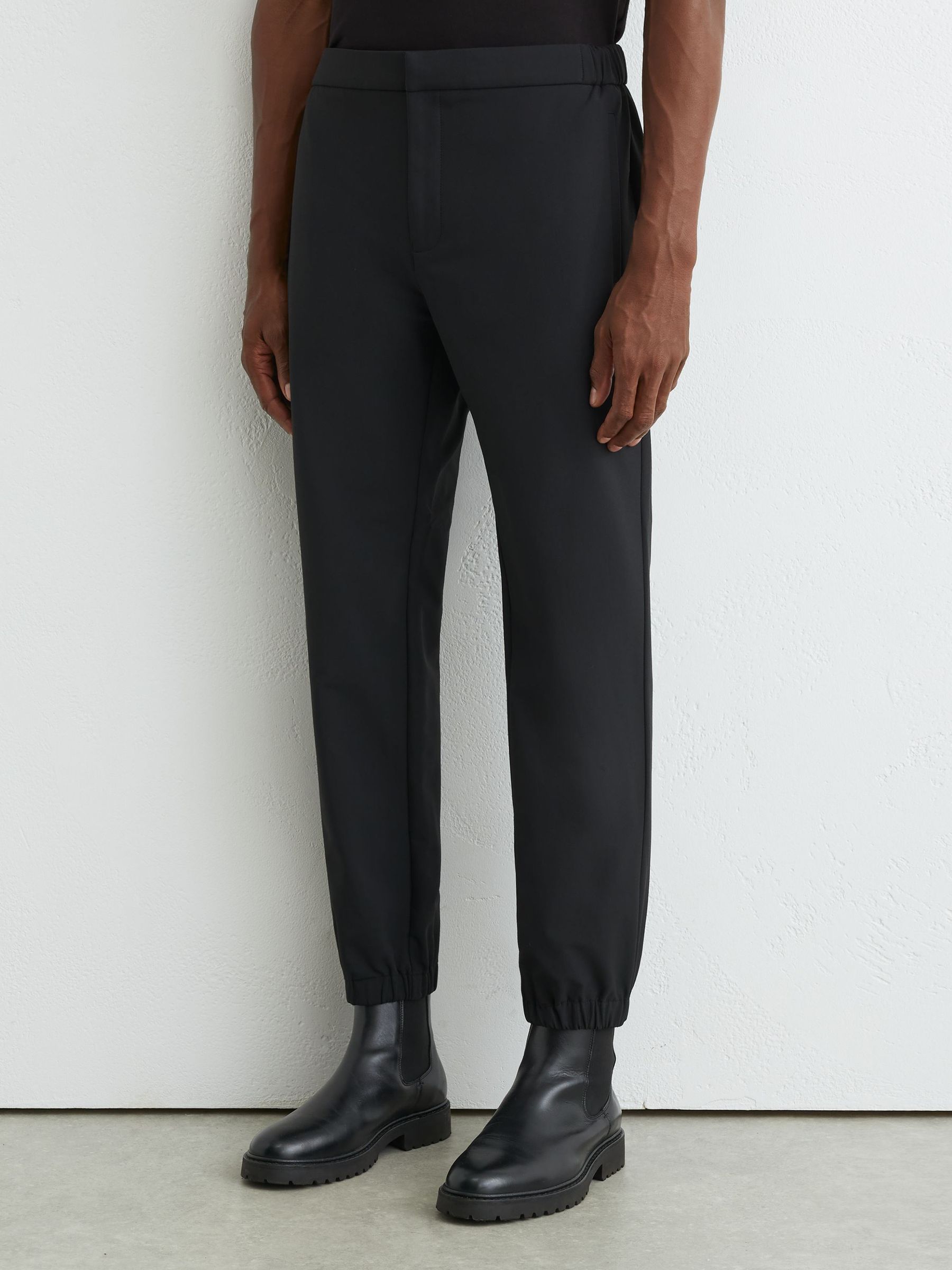 Technical Stretch Tapered Trousers in Black - Image 3 of 7
