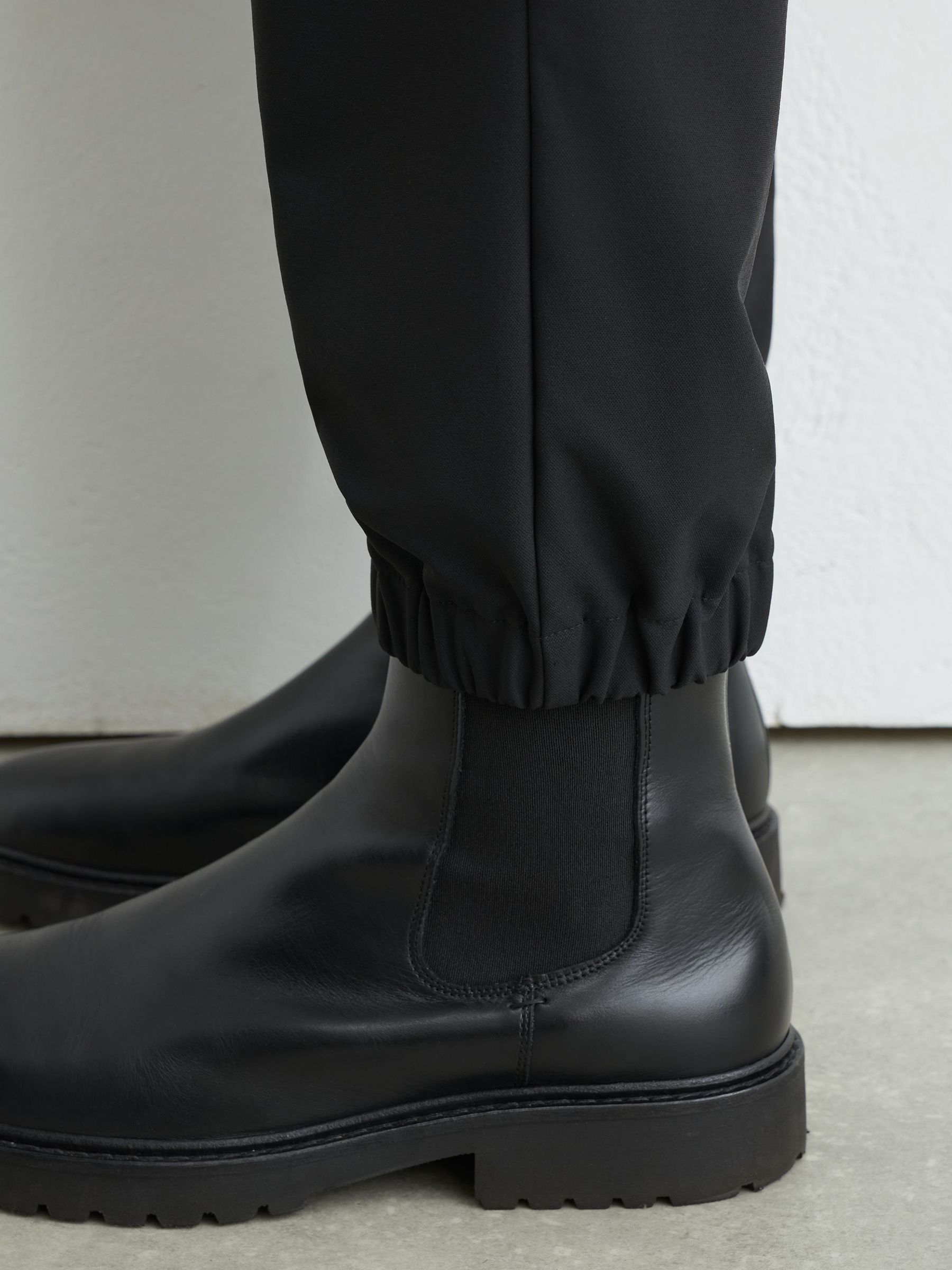 Technical Stretch Tapered Trousers in Black - Image 5 of 7