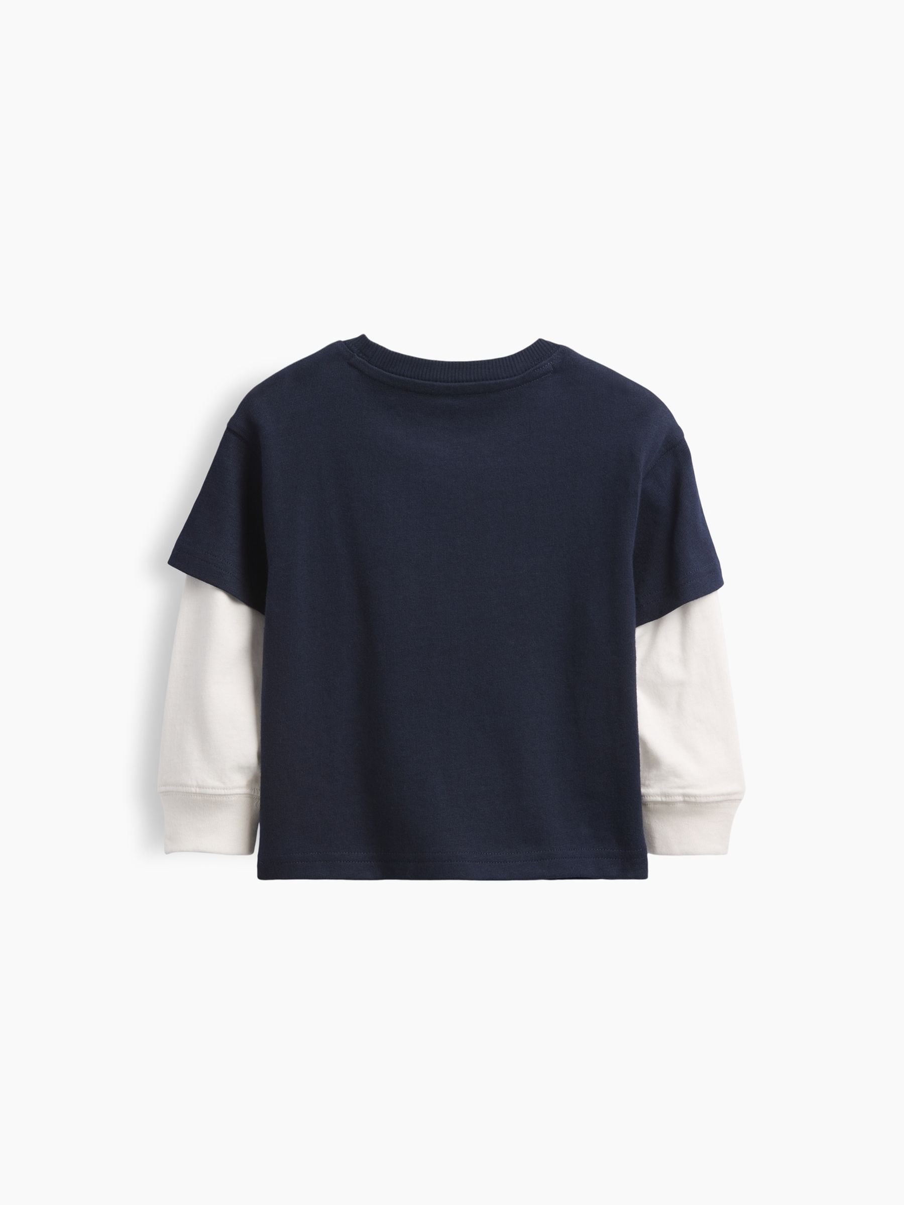 Navy/White Mickey Mouse Disney Double-Layer Long Sleeve T-Shirt - Image 2 of 2 Navy/White Mickey Mouse Disney Double-Layer Long Sleeve T-Shirt - Image 2 of 2