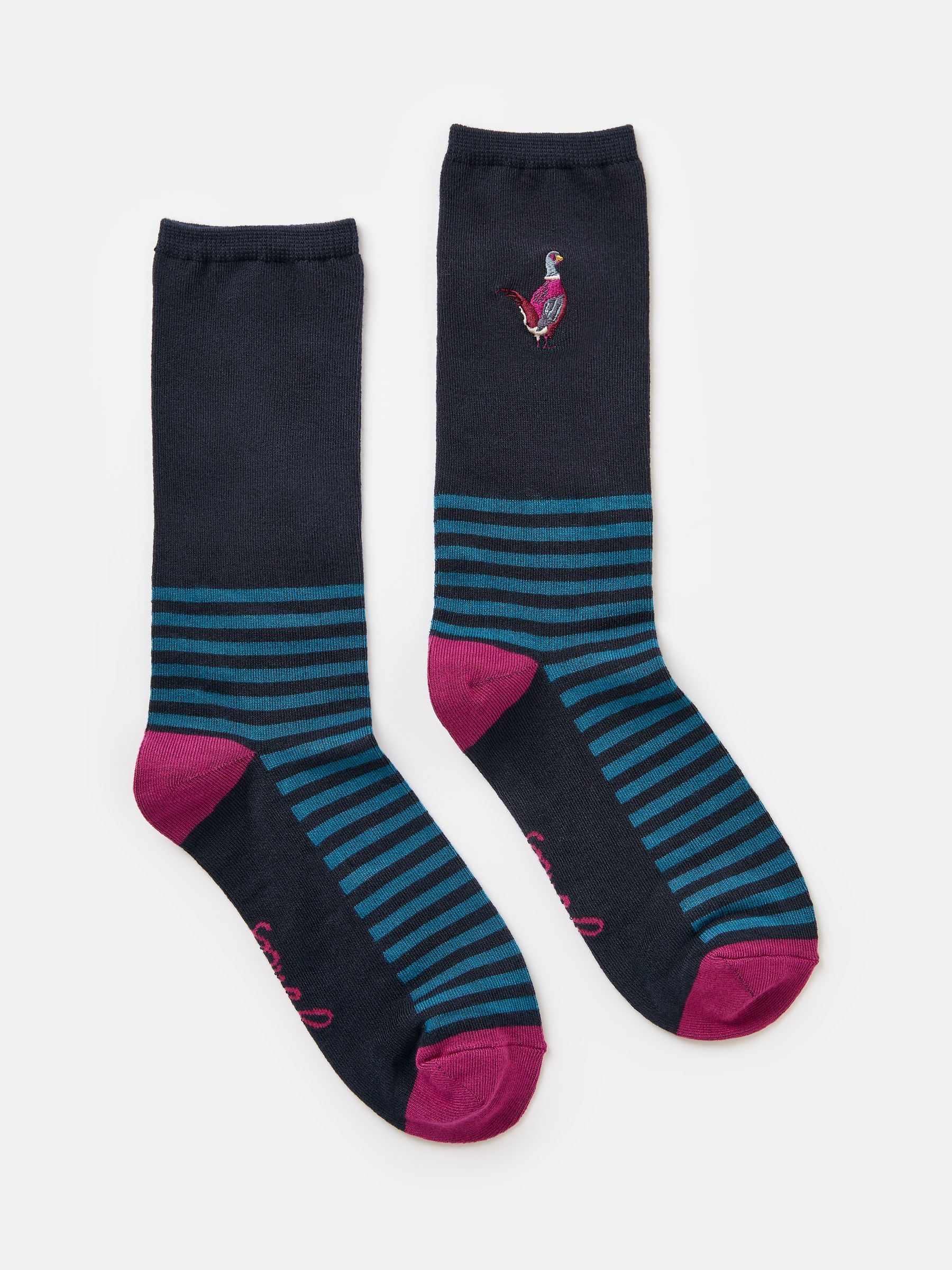 Embroidered Navy/Purple Ankle Socks - Image 1 of 3