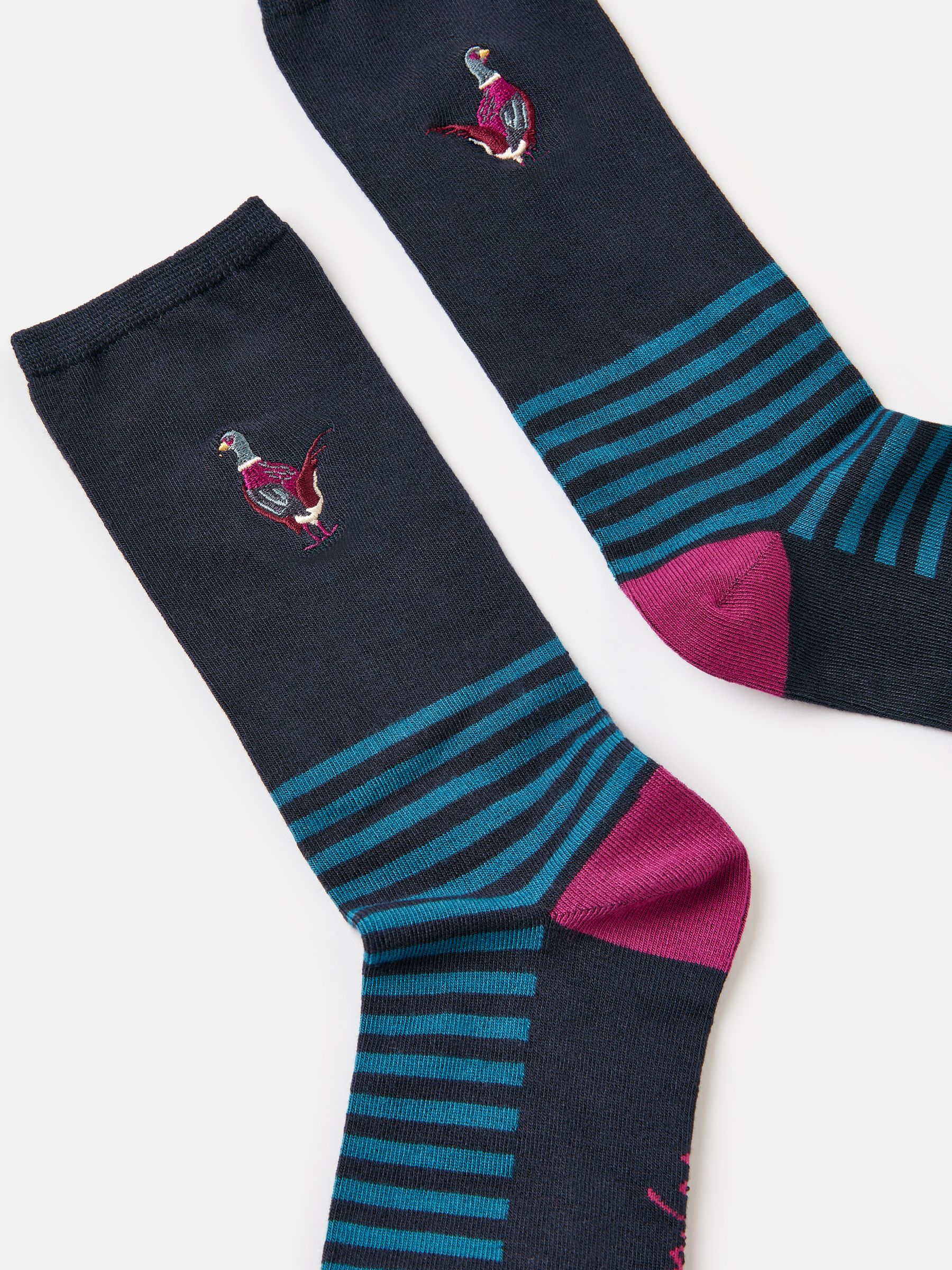 Embroidered Navy/Purple Ankle Socks - Image 3 of 3