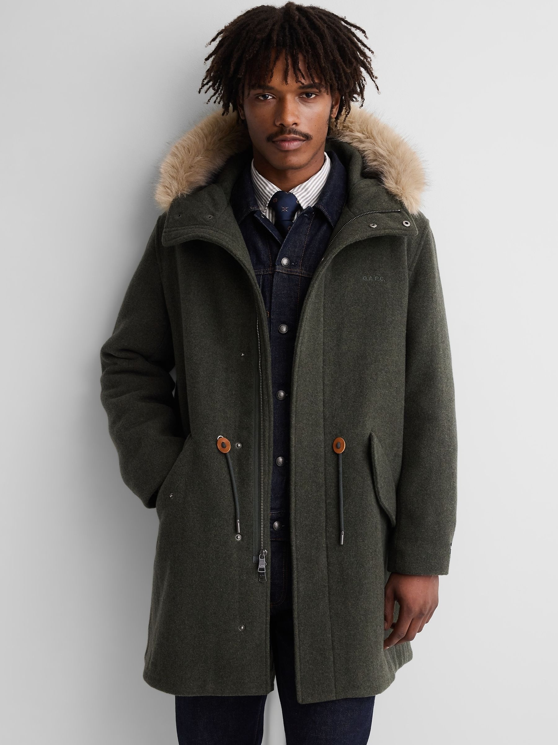 Gap x A.P.C. Green Oversized Wool-Blend Parka Jacket - Image 1 of 7