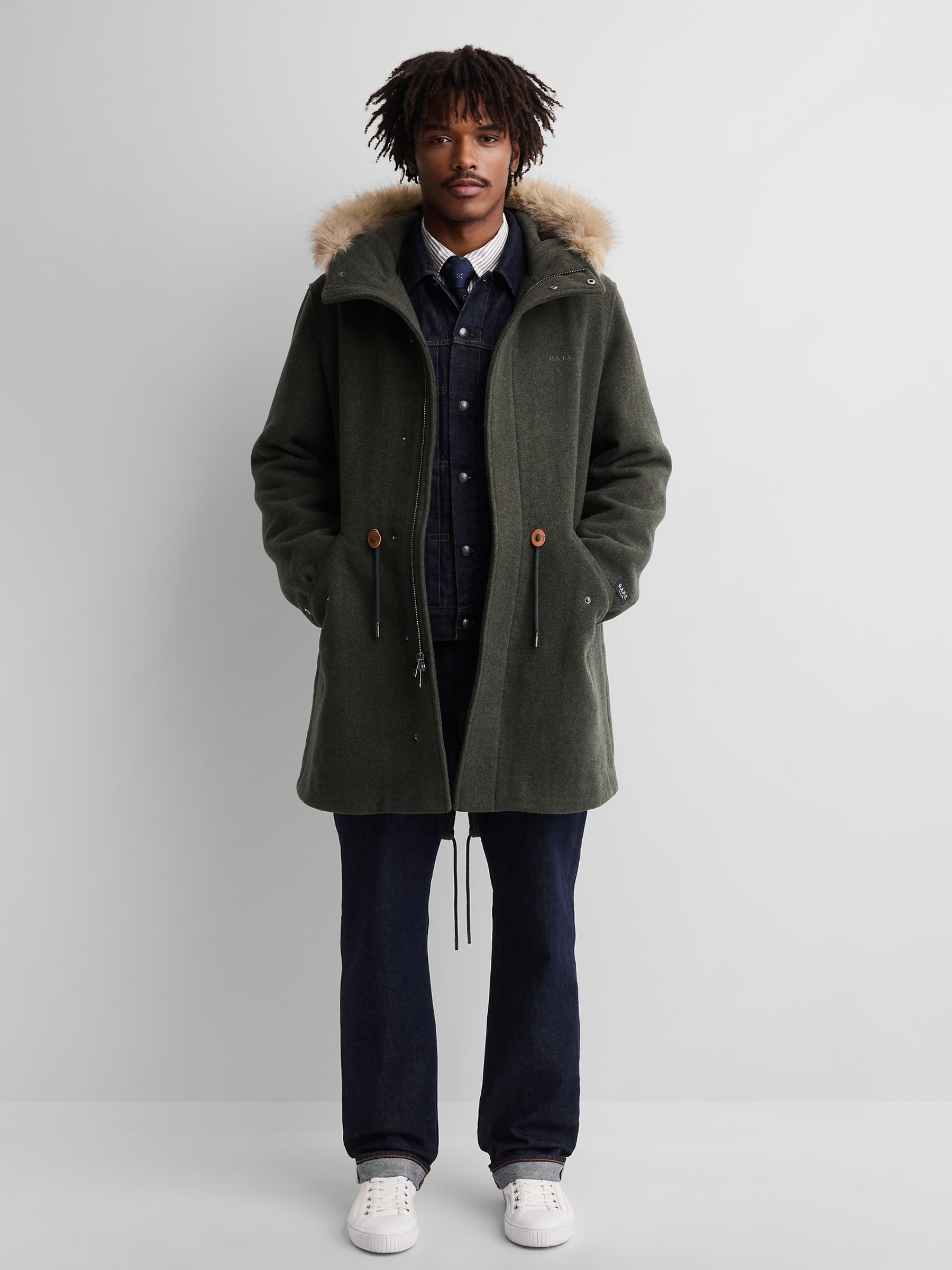 Gap x A.P.C. Green Oversized Wool-Blend Parka Jacket - Image 3 of 7