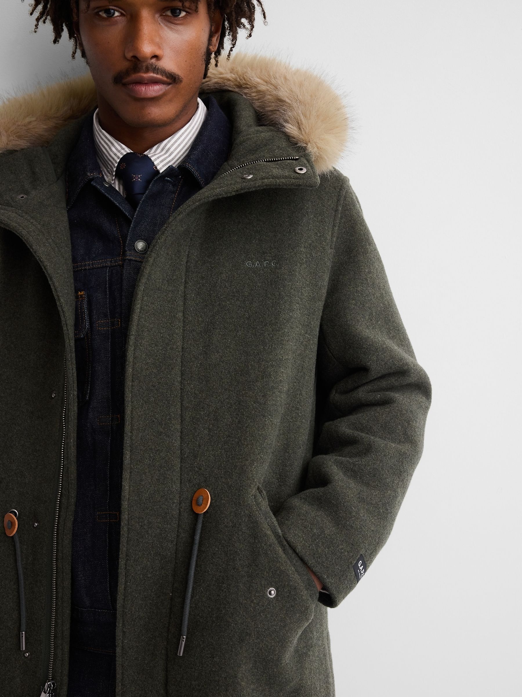 Gap x A.P.C. Green Oversized Wool-Blend Parka Jacket - Image 5 of 7