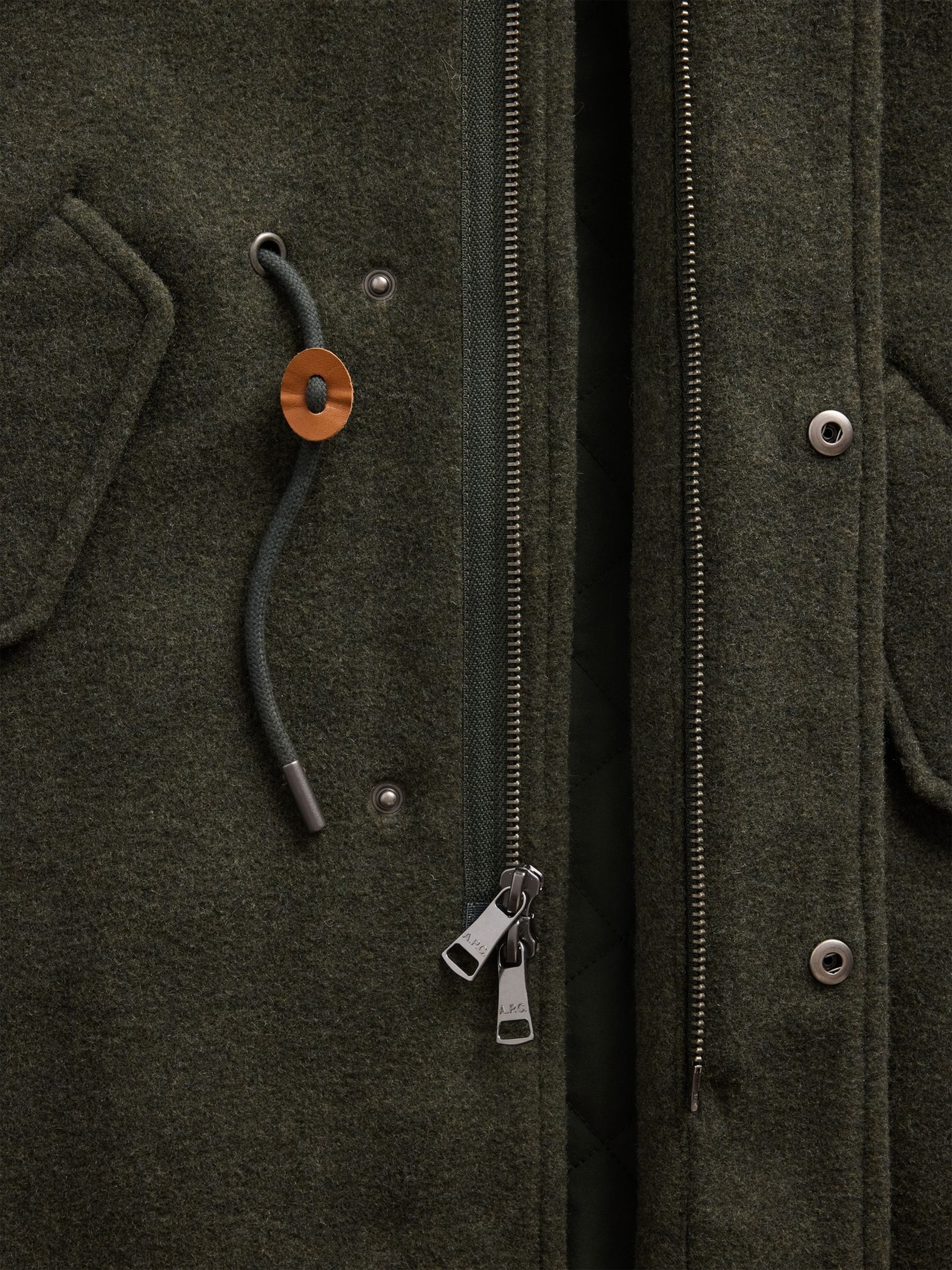 Gap x A.P.C. Green Oversized Wool-Blend Parka Jacket - Image 6 of 7