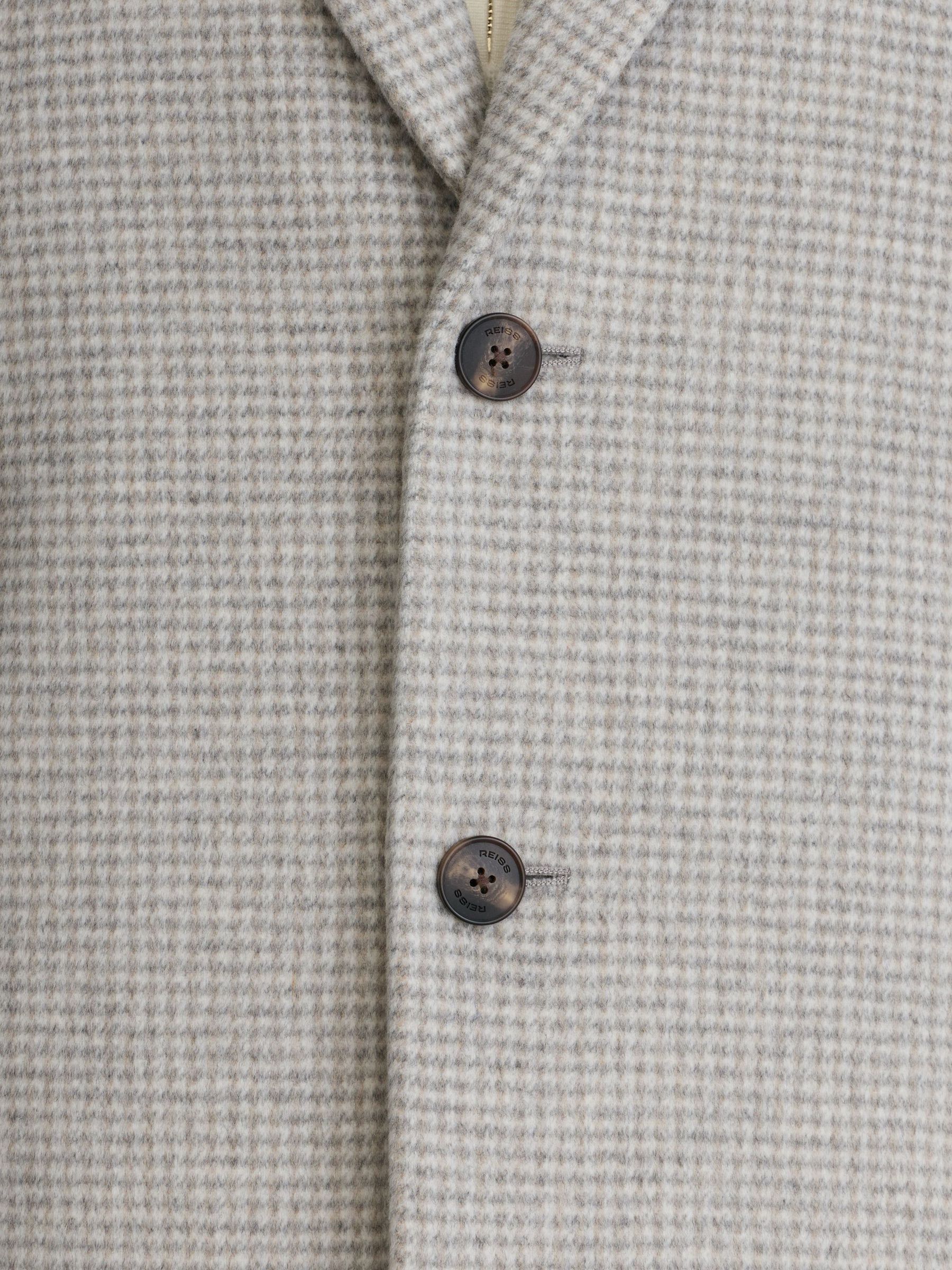 Wool-Blend Puppytooth Single-Breasted Overcoat in Soft Grey - Image 4 of 9