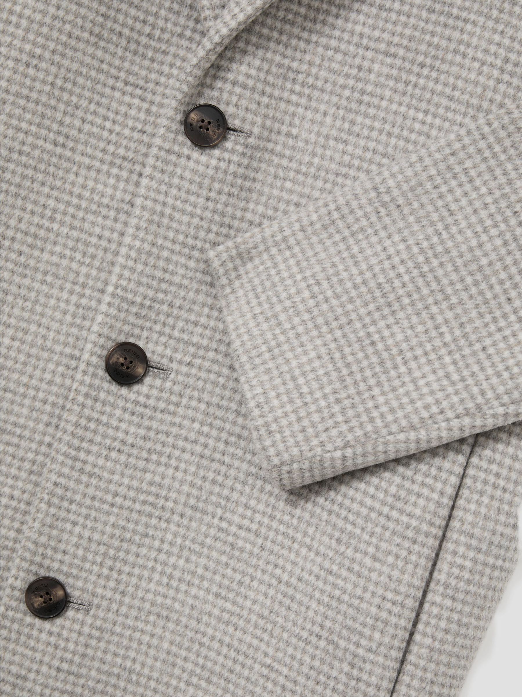 Wool-Blend Puppytooth Single-Breasted Overcoat in Soft Grey - Image 9 of 9