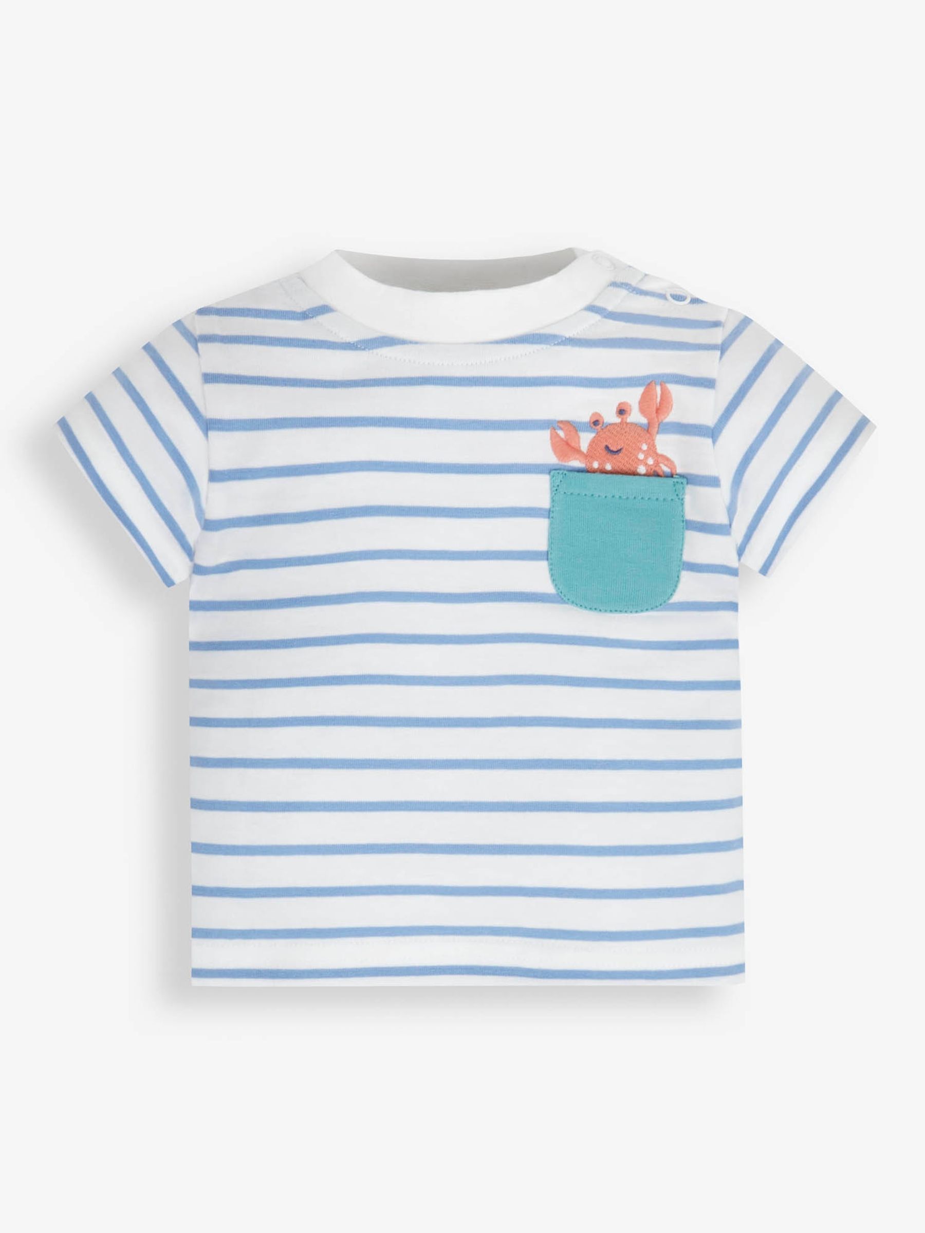 White 2-Piece & Blue Stripe Crab Pocket T-Shirt & Shorts Set - Image 5 of 8