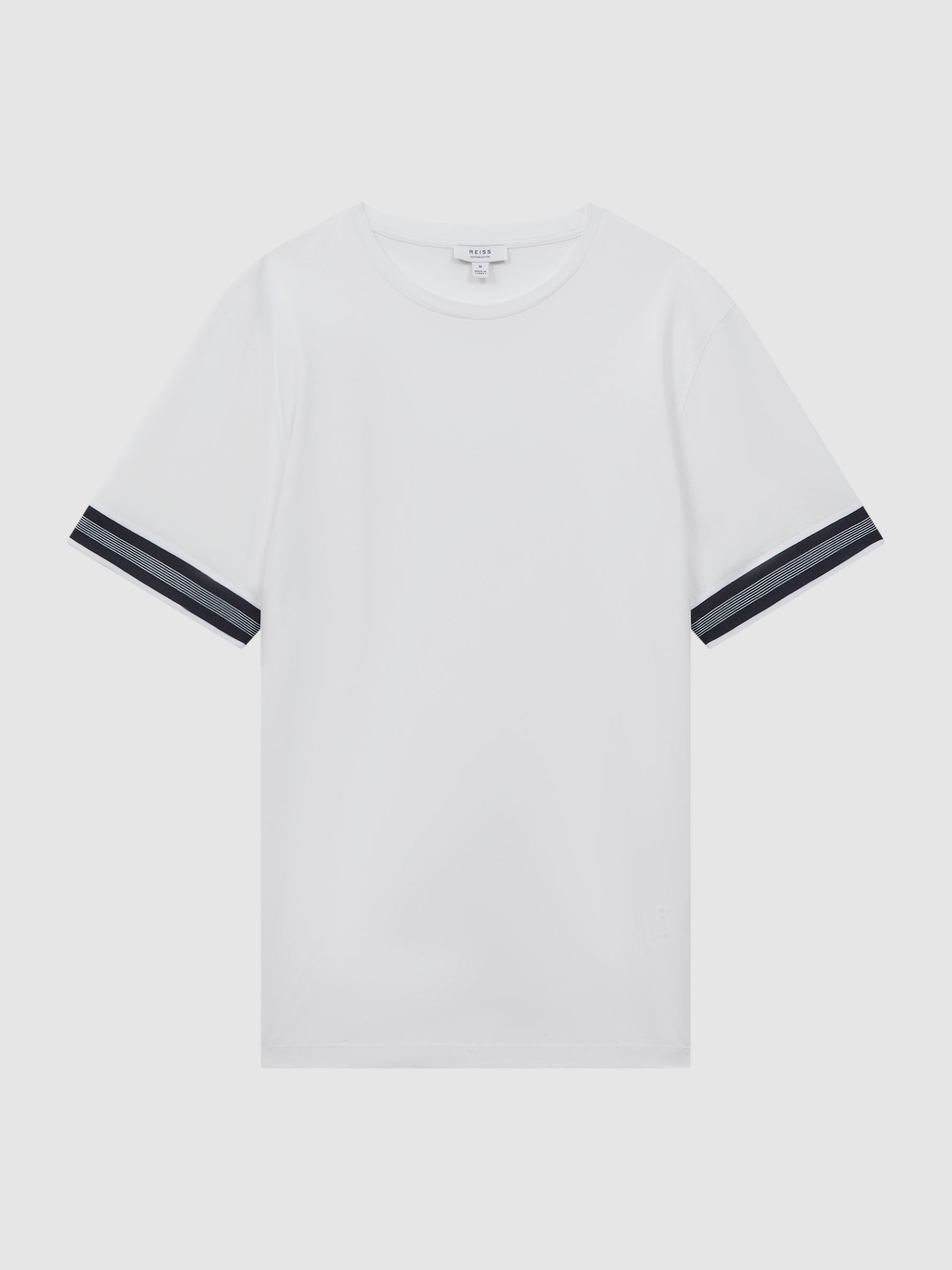 Mercerised Cotton Striped T-Shirt in White - Image 2 of 4