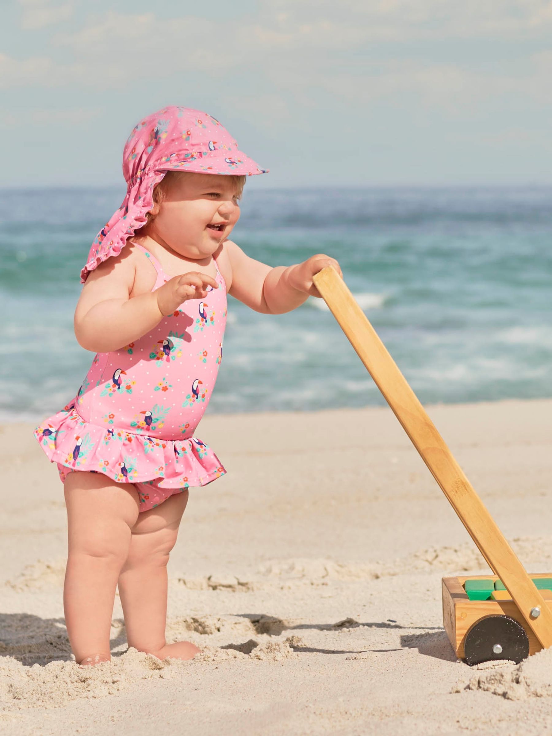 Toucan Girls' Frilly Flap Sun Protection Hat - Image 2 of 2