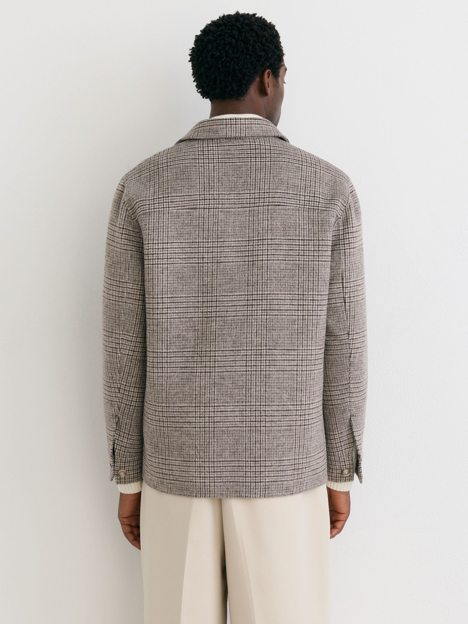 Uldblanding med ternet overshirt med to lommer i brun - Billede 5 af 6