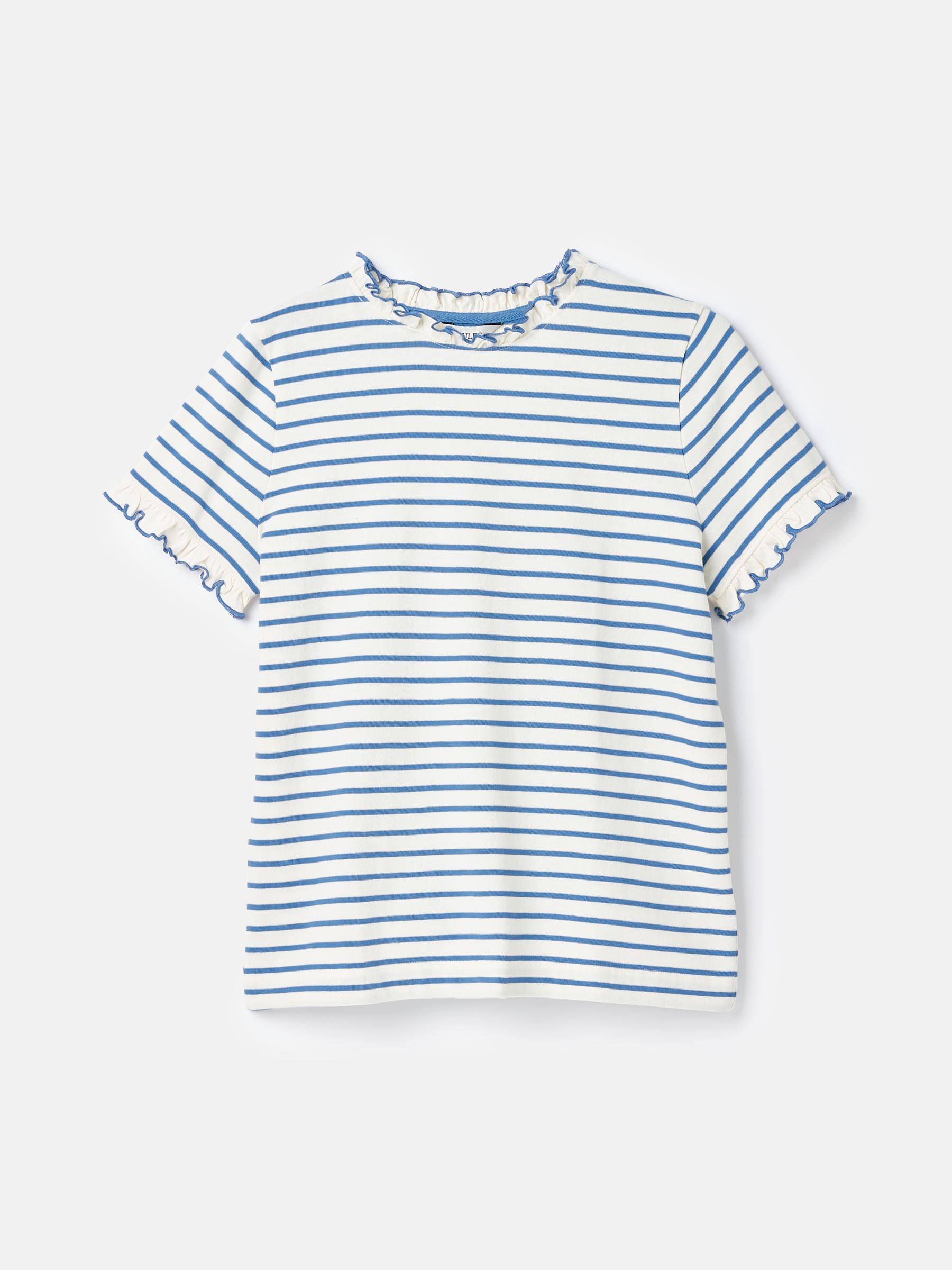 Daisy Cream & Blue Short Sleeve Frilled Neck Top - Image 6 of 6