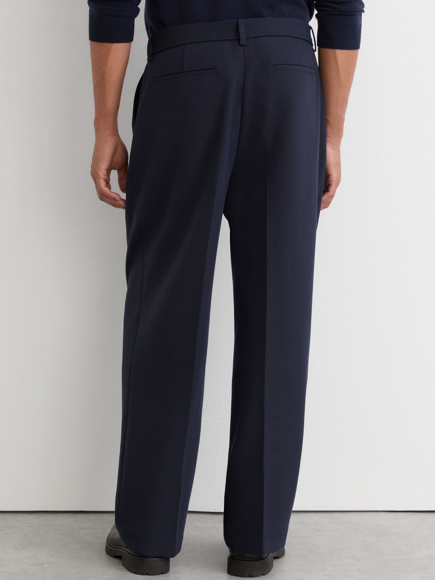 Relaxed-Fit Belted Trousers in Navy - Image 7 of 8