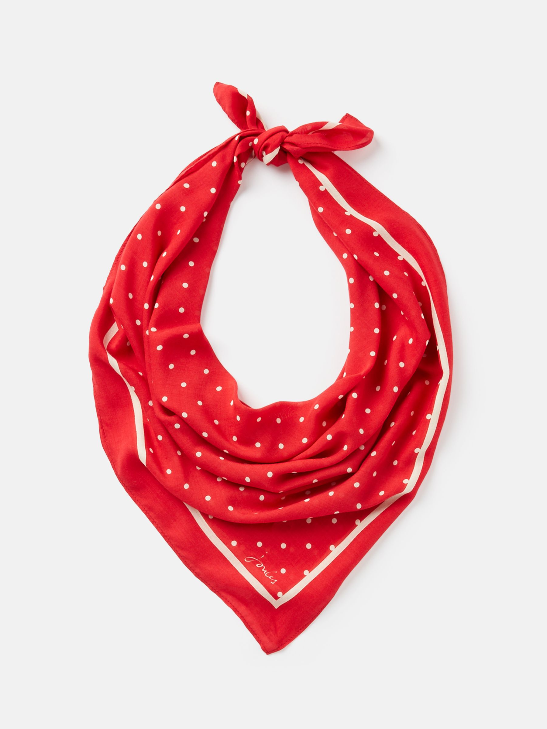 Elsie Red Polka Dot Square Lightweight Neck Scarf - Image 4 of 5