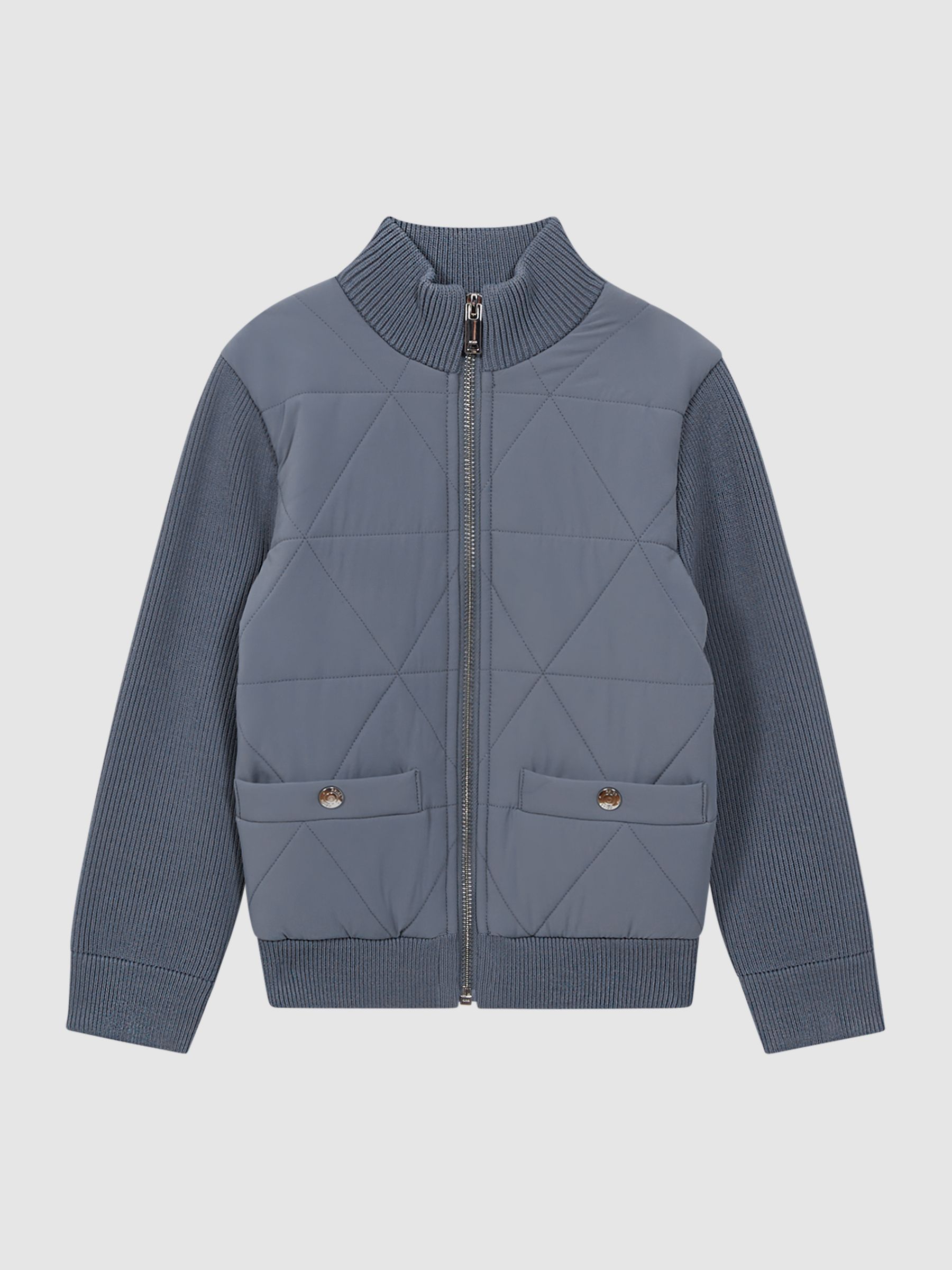 9-14 yrs Hybrid Zip-Through Quilted jacket in Airforce Blue - Image 2 of 6 9-14 yrs Hybrid Zip-Through Quilted jacket in Airforce Blue - Image 2 of 6