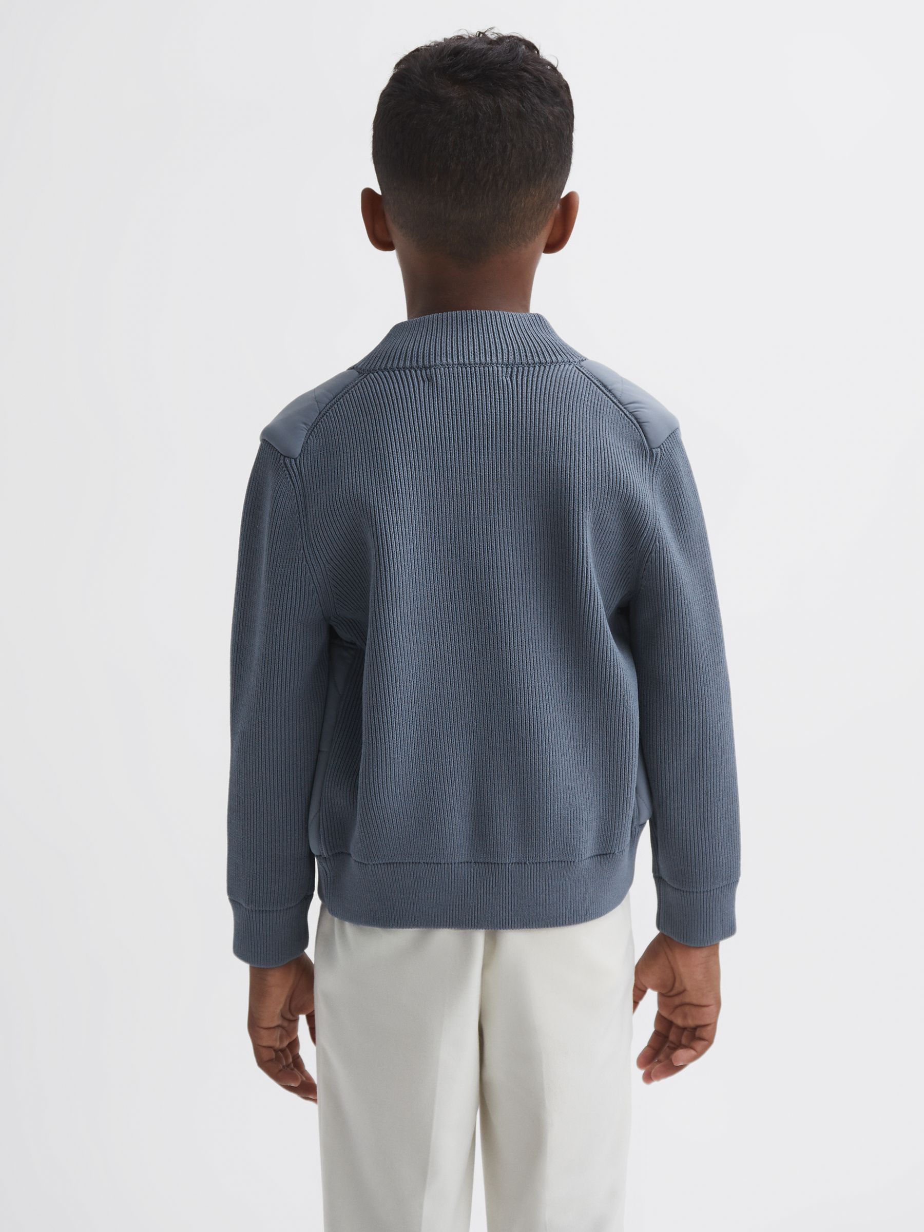 9-14 yrs Hybrid Zip-Through Quilted jacket in Airforce Blue - Image 5 of 6