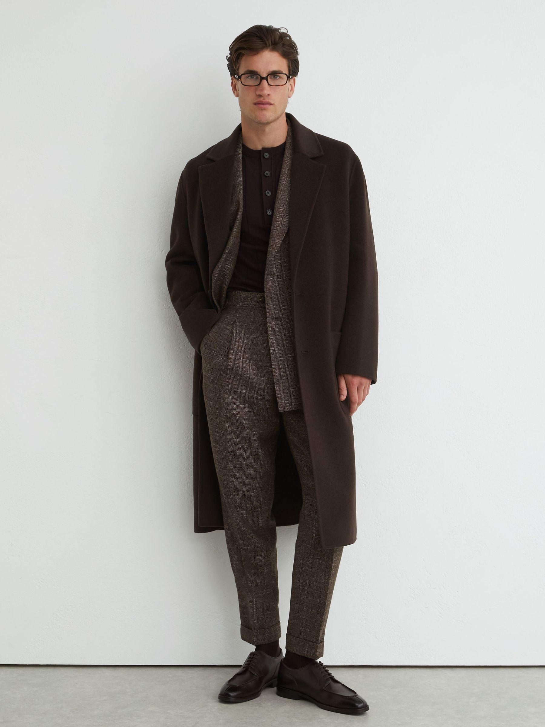 Wool-Blend Blindseam Relaxed-Fit Coat in Dark Brown - Image 5 of 8