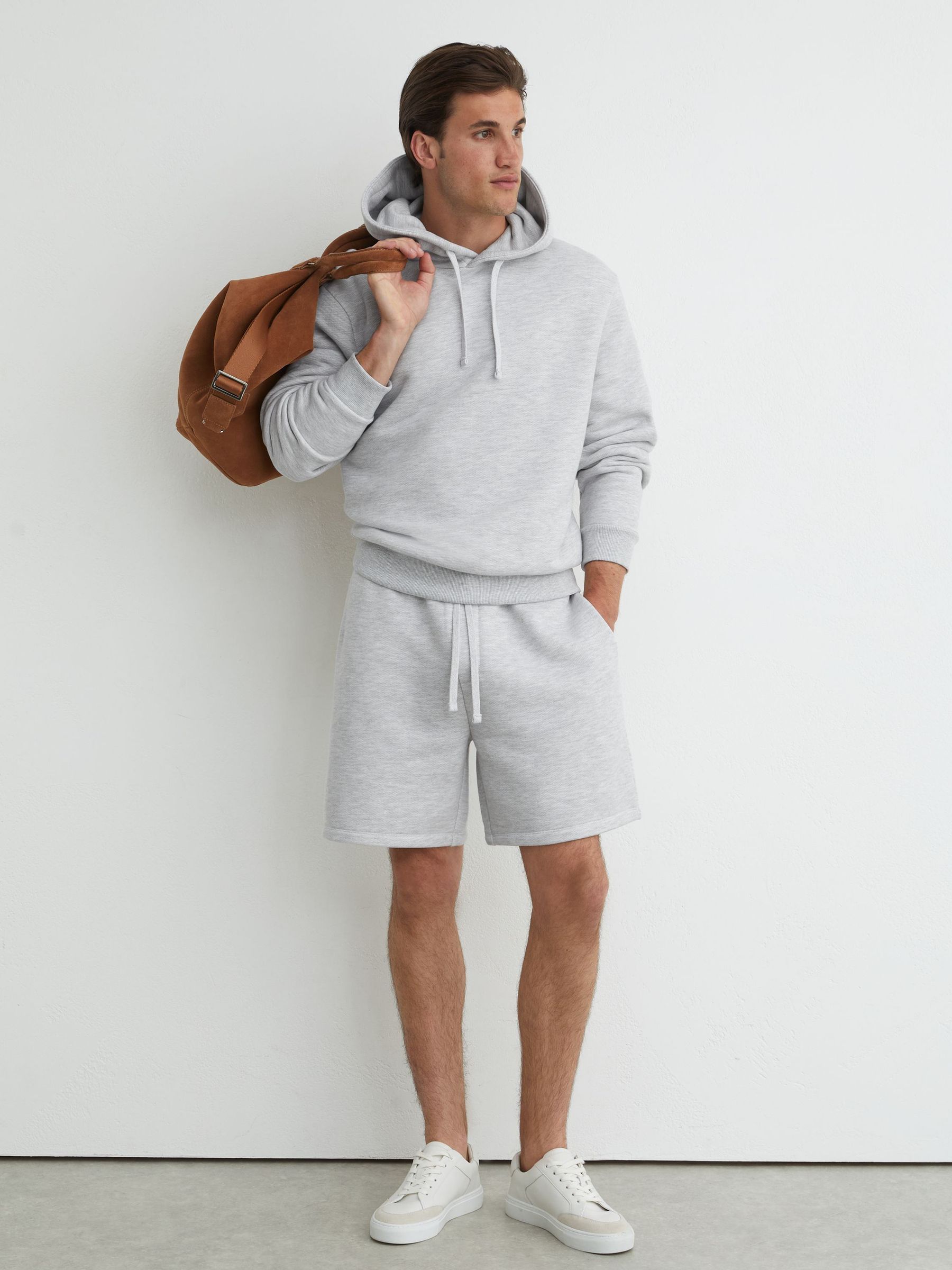 Heavyweight Cotton-Blend Relaxed-Fit Hoodie in Grey - Obrázek 4 z 7