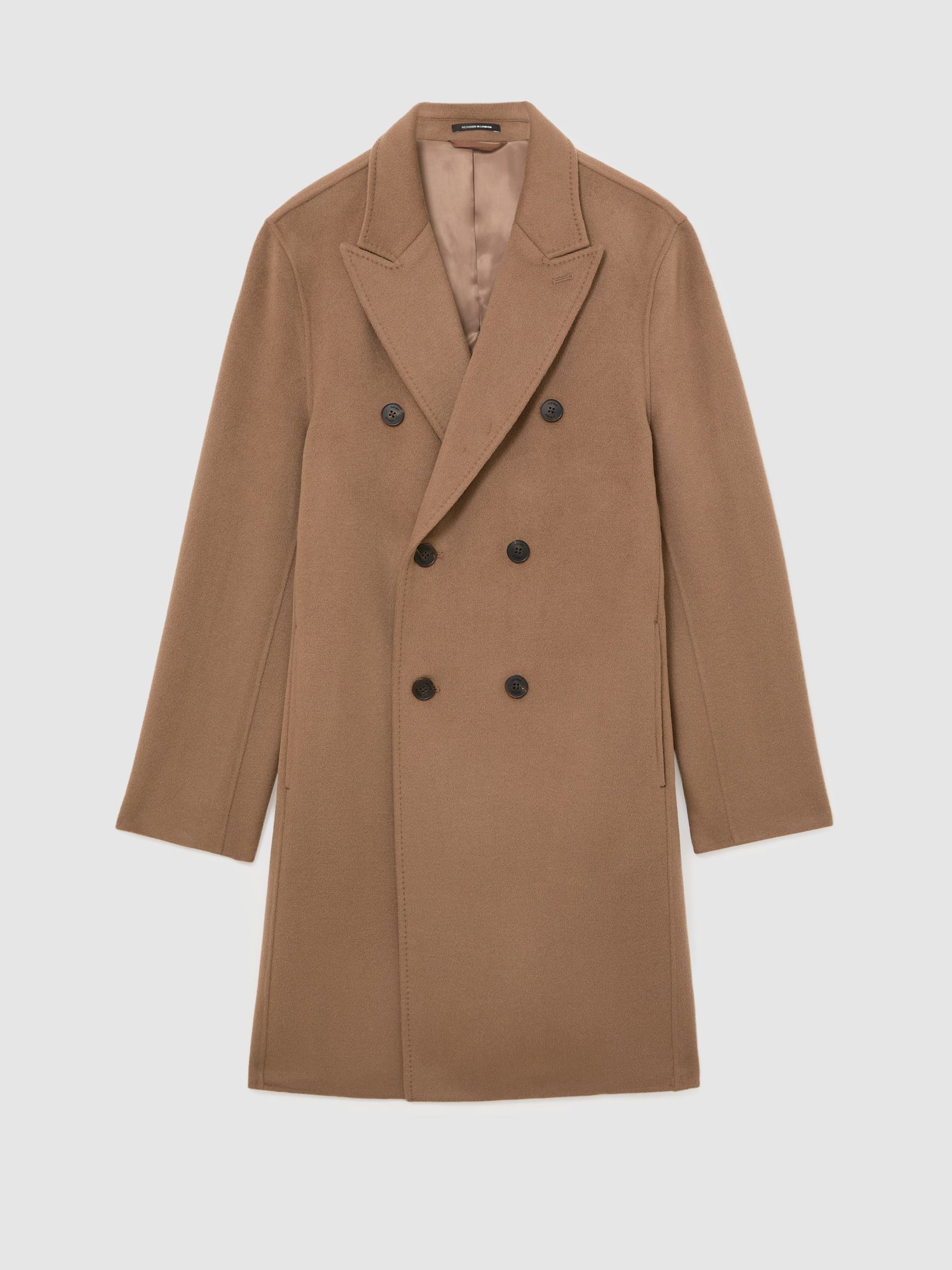 Wool-Blend Double-Breasted Epsom Overcoat in Camel Brown - صورة 2 من 8