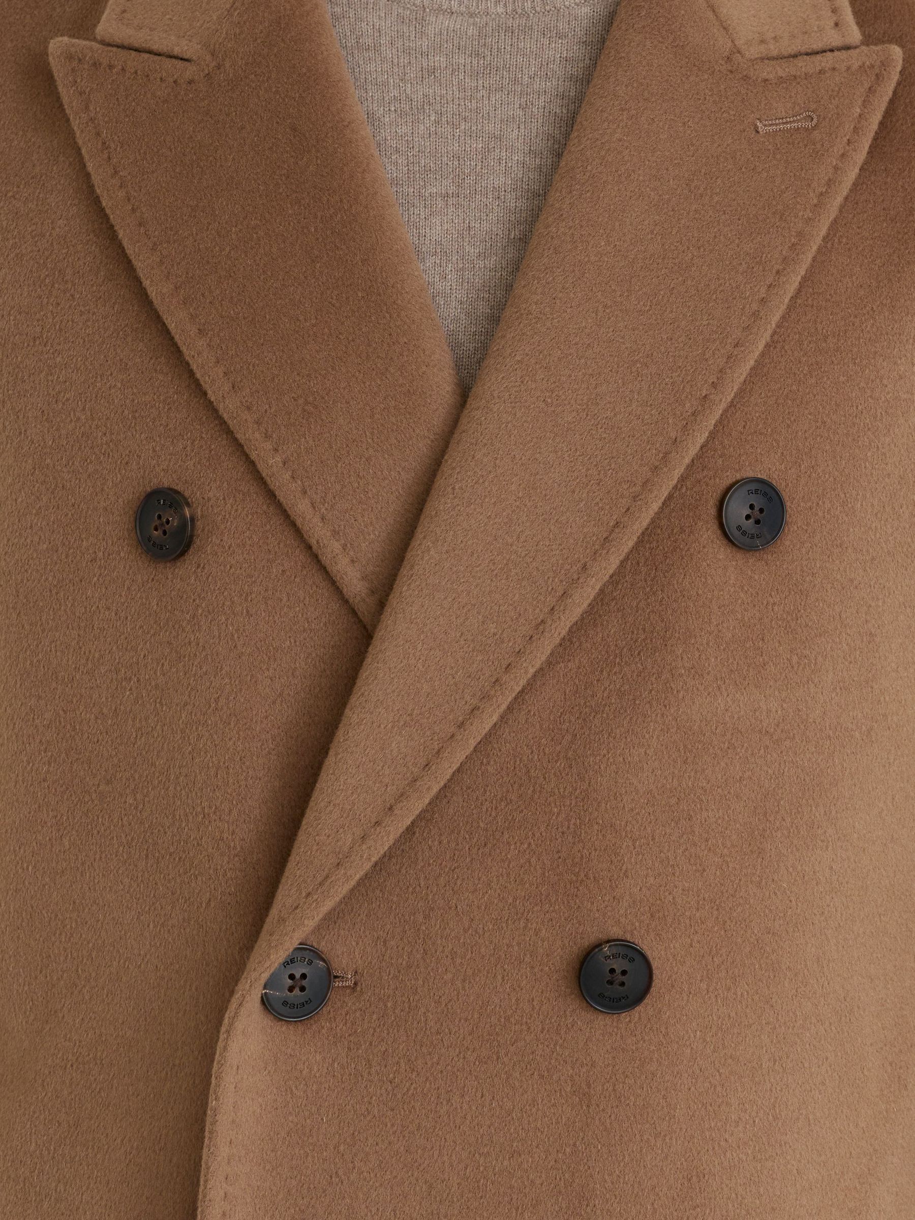 Wool-Blend Double-Breasted Epsom Overcoat in Camel Brown - صورة 3 من 8