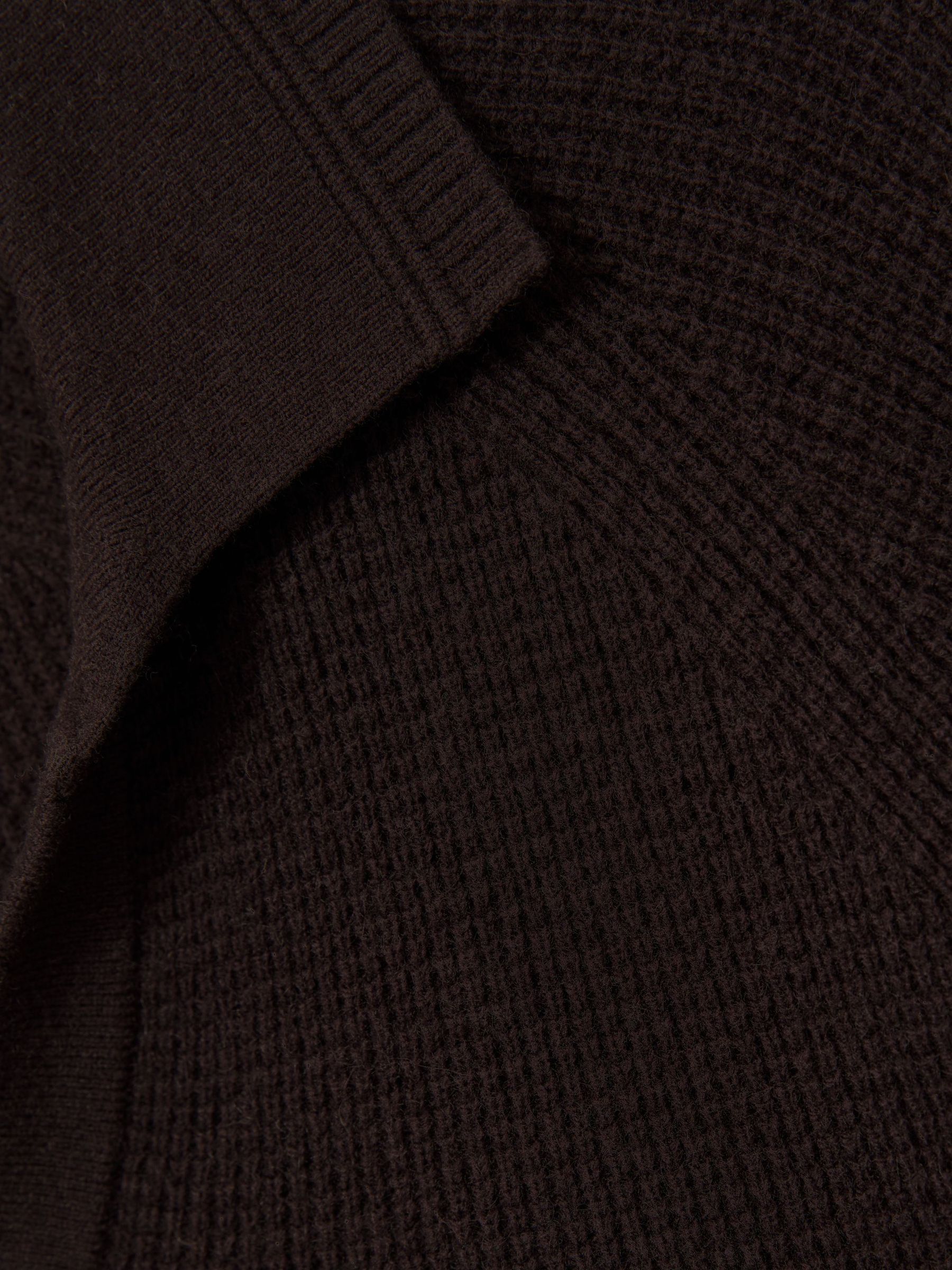 Textured-Knit Open-Collar Jumper with Wool in Chocolate Brown - Image 6 of 6