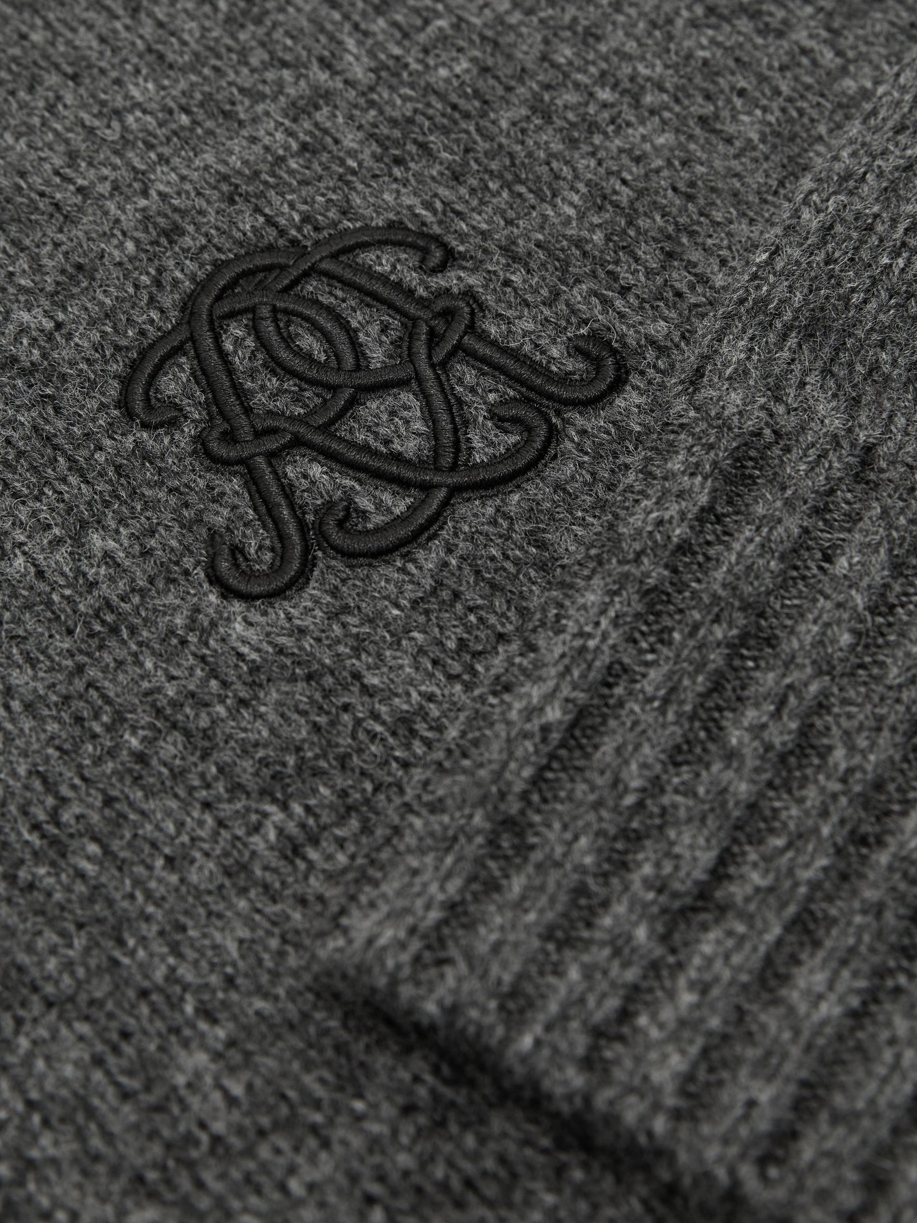 Monogram Embroidered Relaxed Wool Jumper in Charcoal Grey - Image 8 of 8