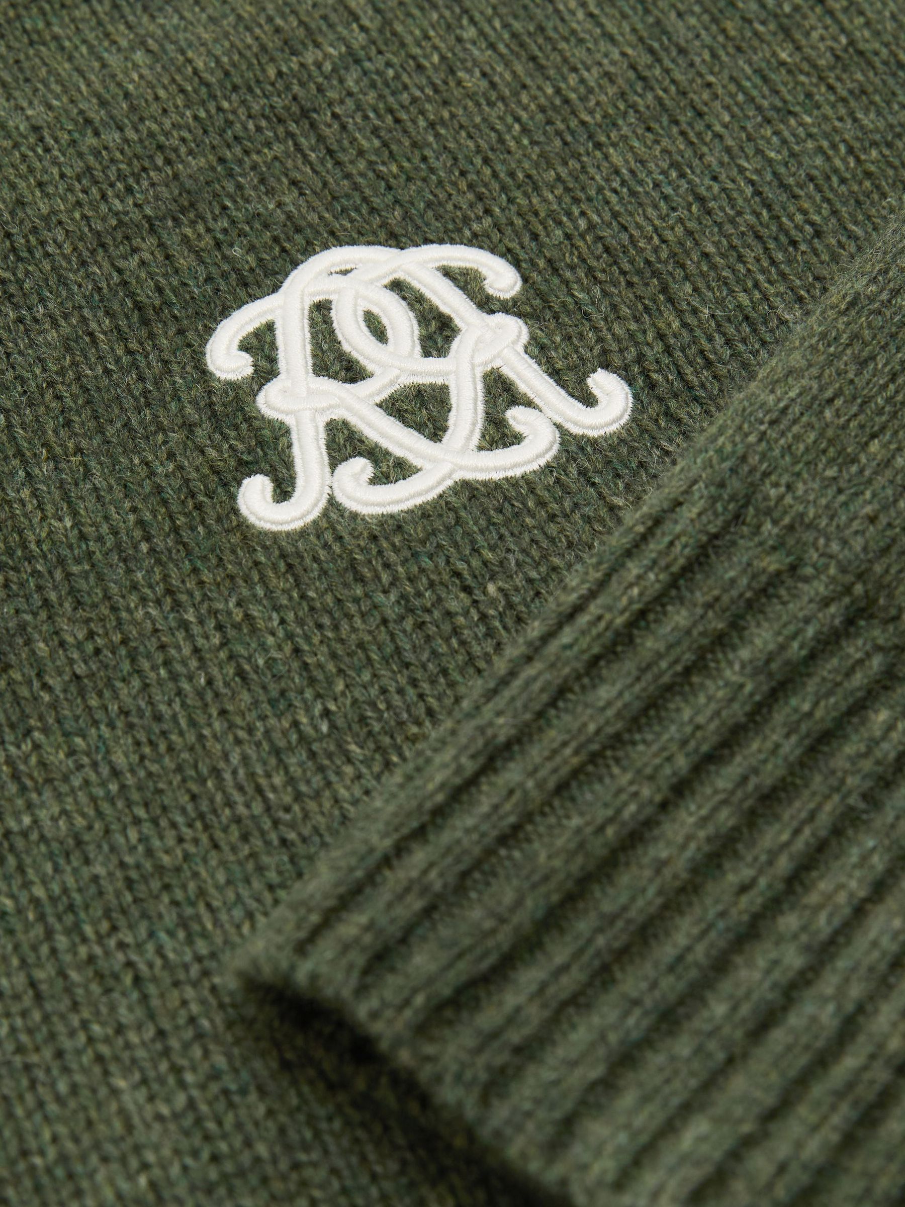 Monogram Embroidered Relaxed Wool Jumper in Dark Green - Image 6 of 6
