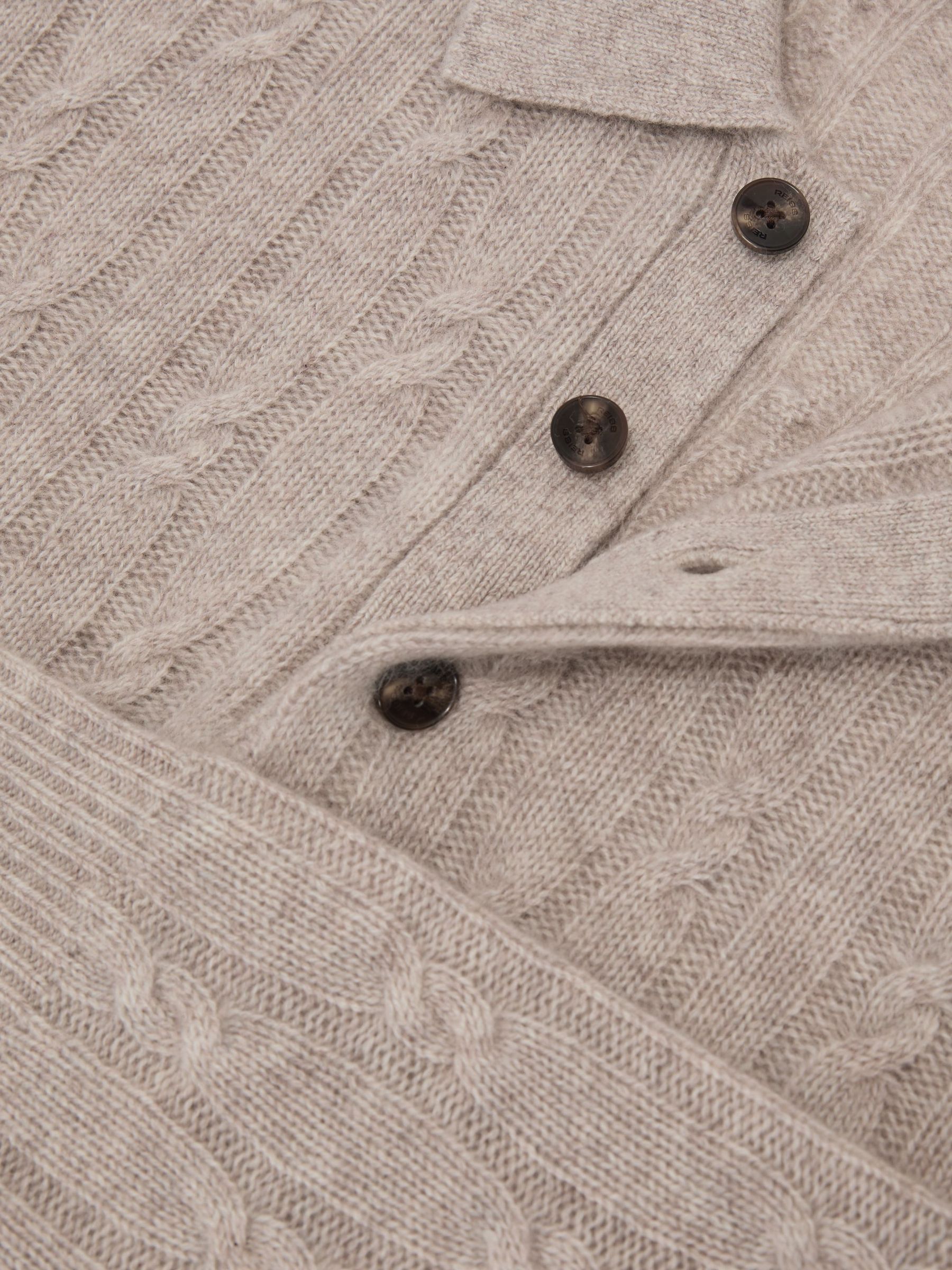 100% Cashmere Cable-Knit Polo Jumper in Oatmeal - Image 6 of 6