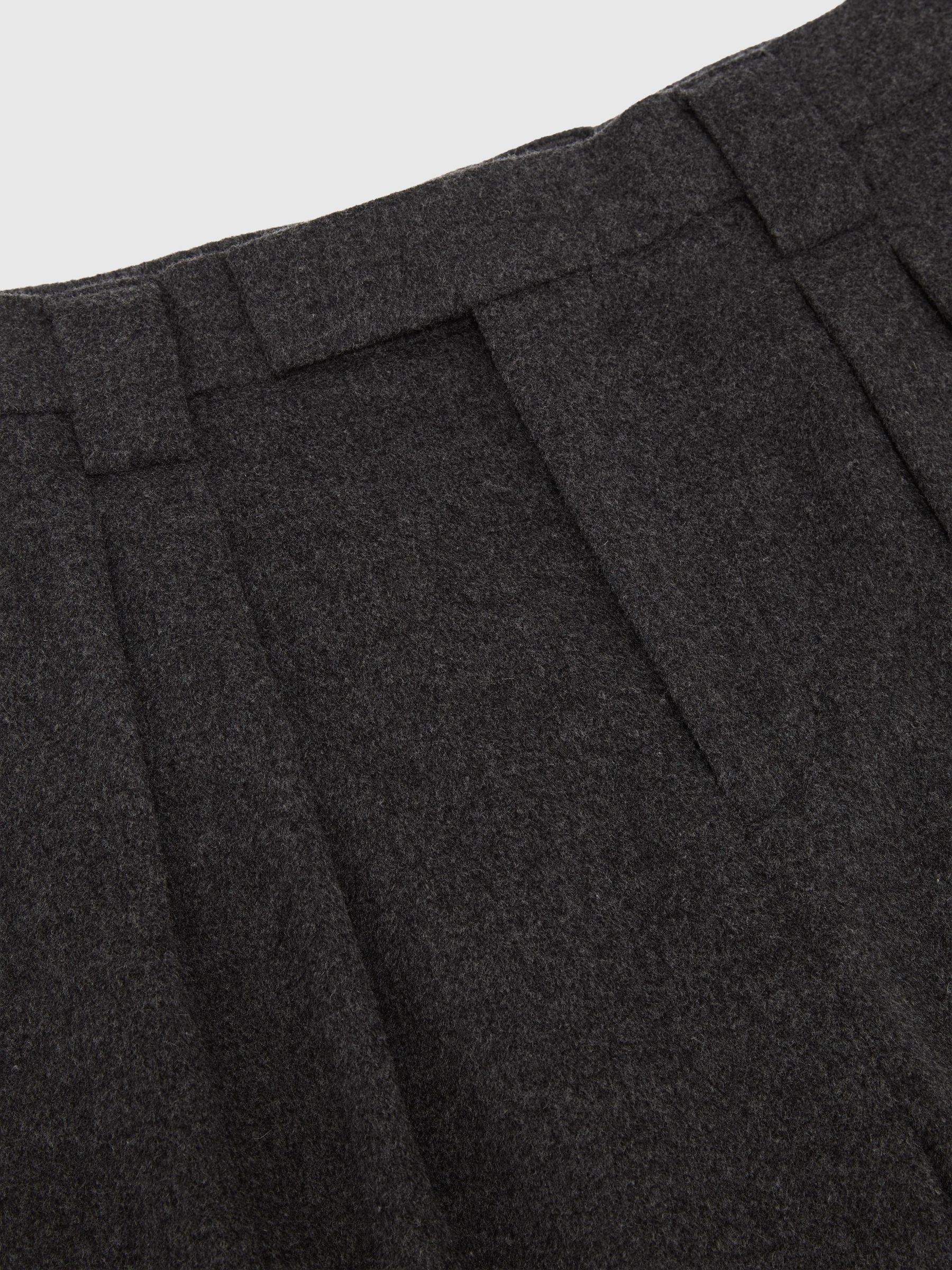 Wool-Blend Flannel Relaxed-Fit Pleated Trousers in Charcoal Grey - Image 6 of 6