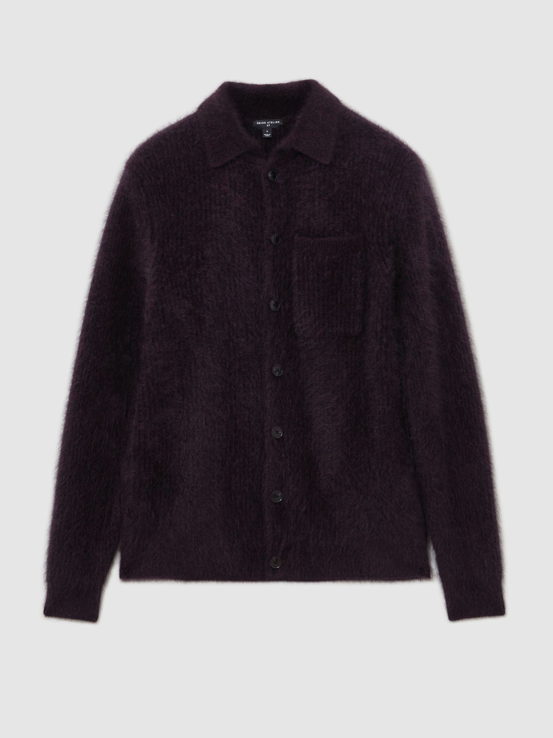 Atelier 100% Brushed Cashmere Overshirt in Bordeaux - Image 2 of 7 Atelier 100% Brushed Cashmere Overshirt in Bordeaux - Image 2 of 7