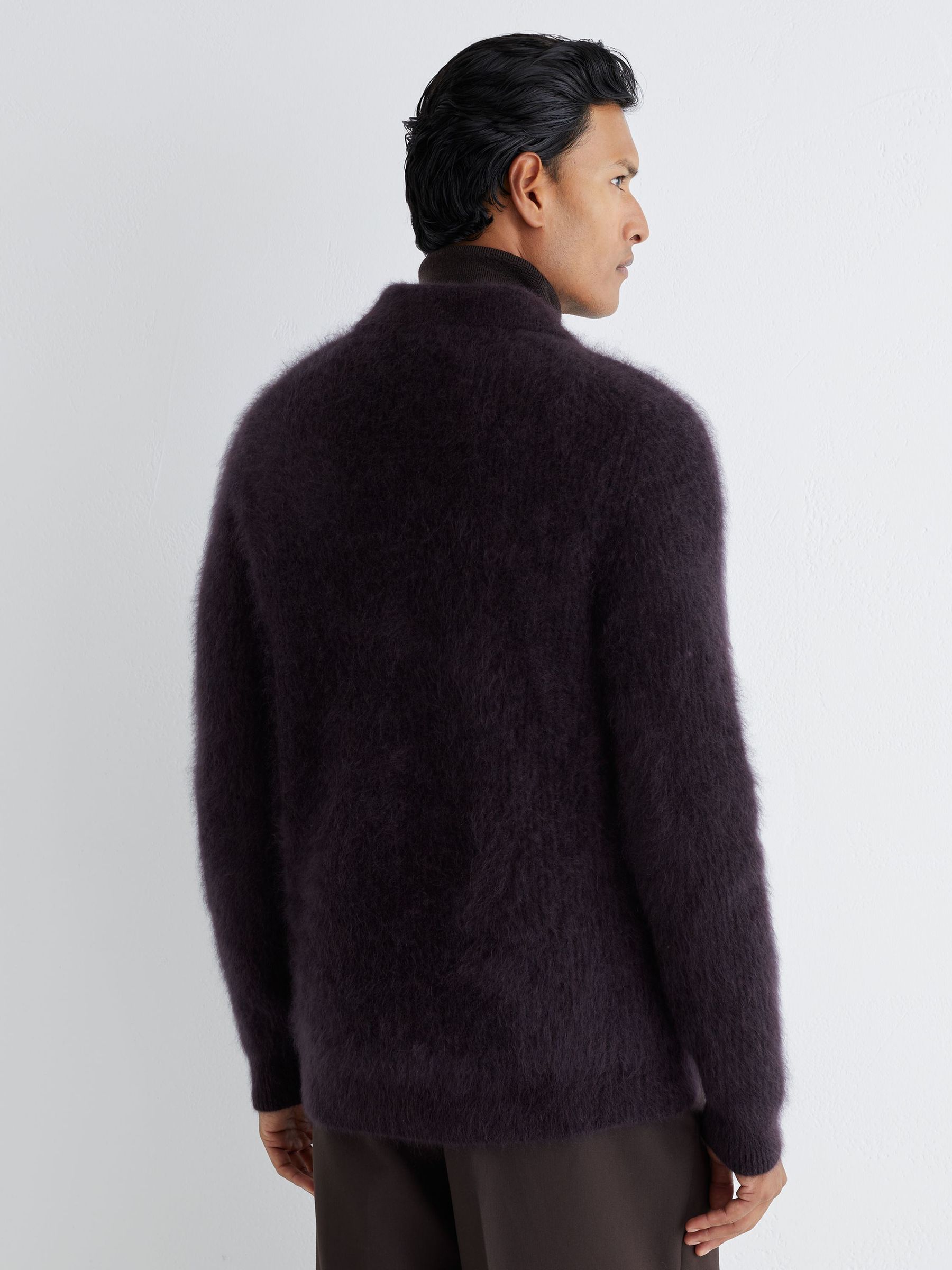 Atelier 100% Brushed Cashmere Overshirt in Bordeaux - Image 6 of 7
