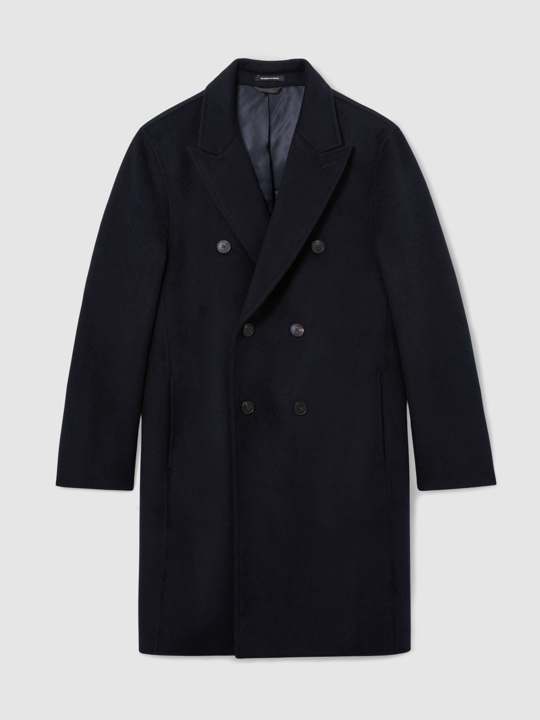 Wool-Blend Double-Breasted Epsom Overcoat in Navy - صورة 2 من 9