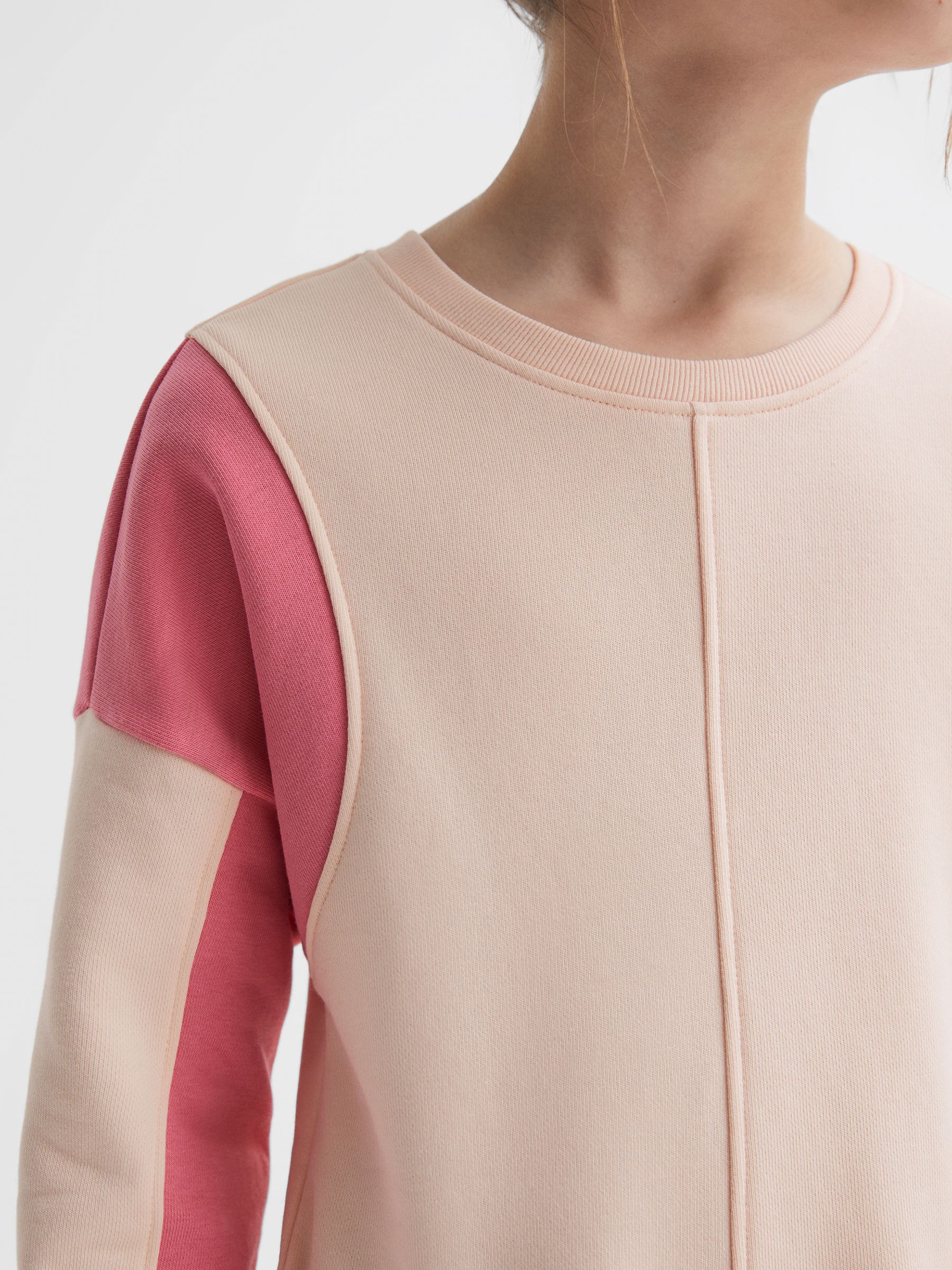 9-14 yrs Colourblock Cotton Drawstring Dress in Pink - Image 4 of 6