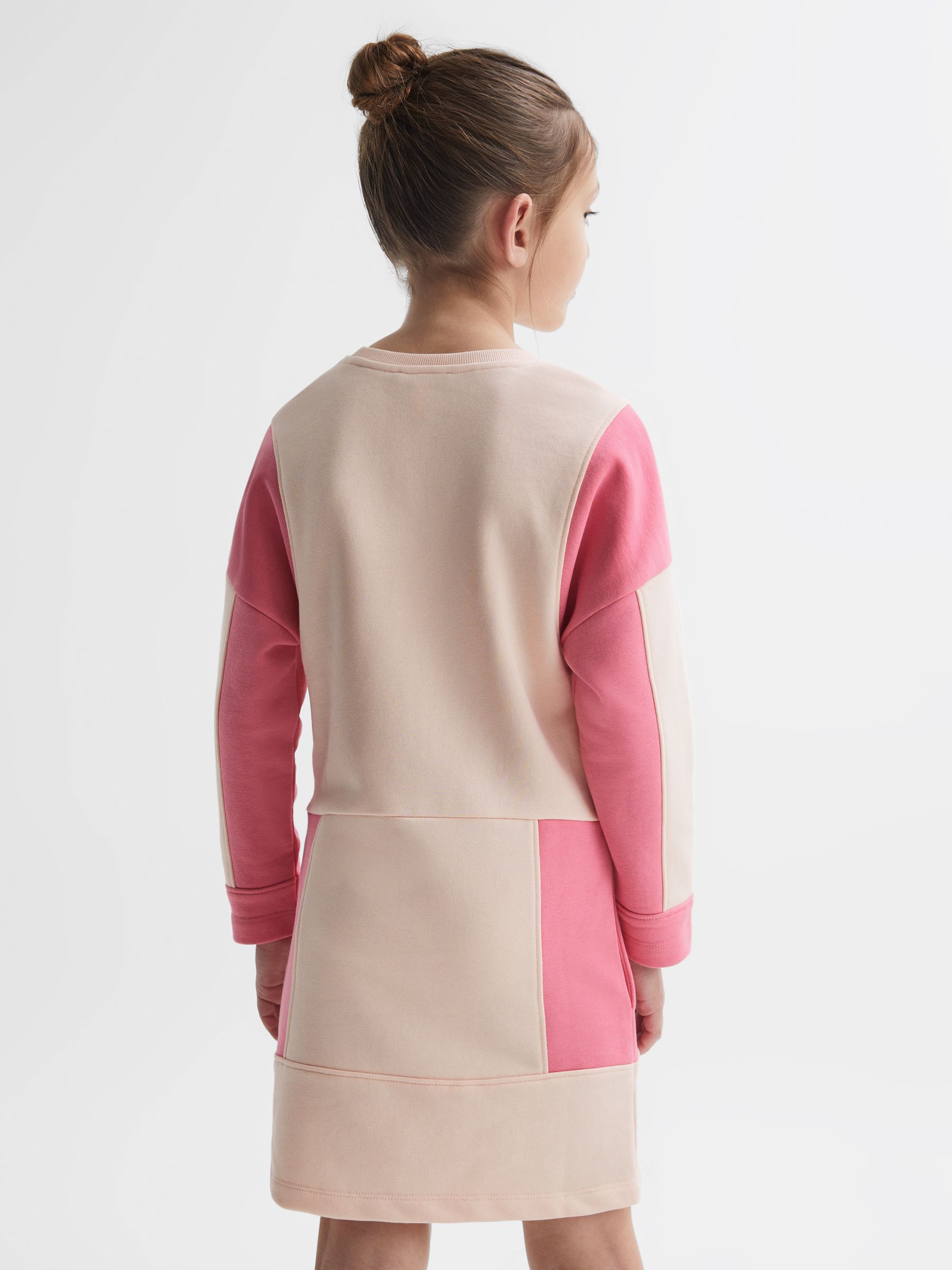 9-14 yrs Colourblock Cotton Drawstring Dress in Pink - Image 5 of 6