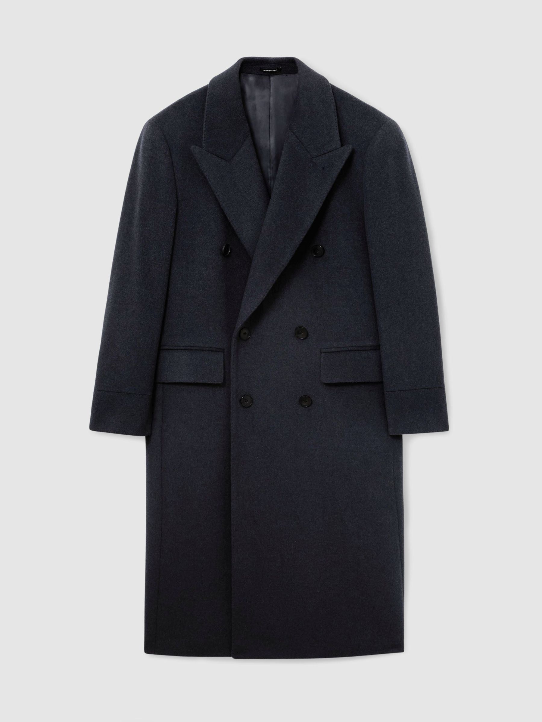 Wool-Blend Double-Breasted Overcoat in Airforce Blue - Image 2 of 8
