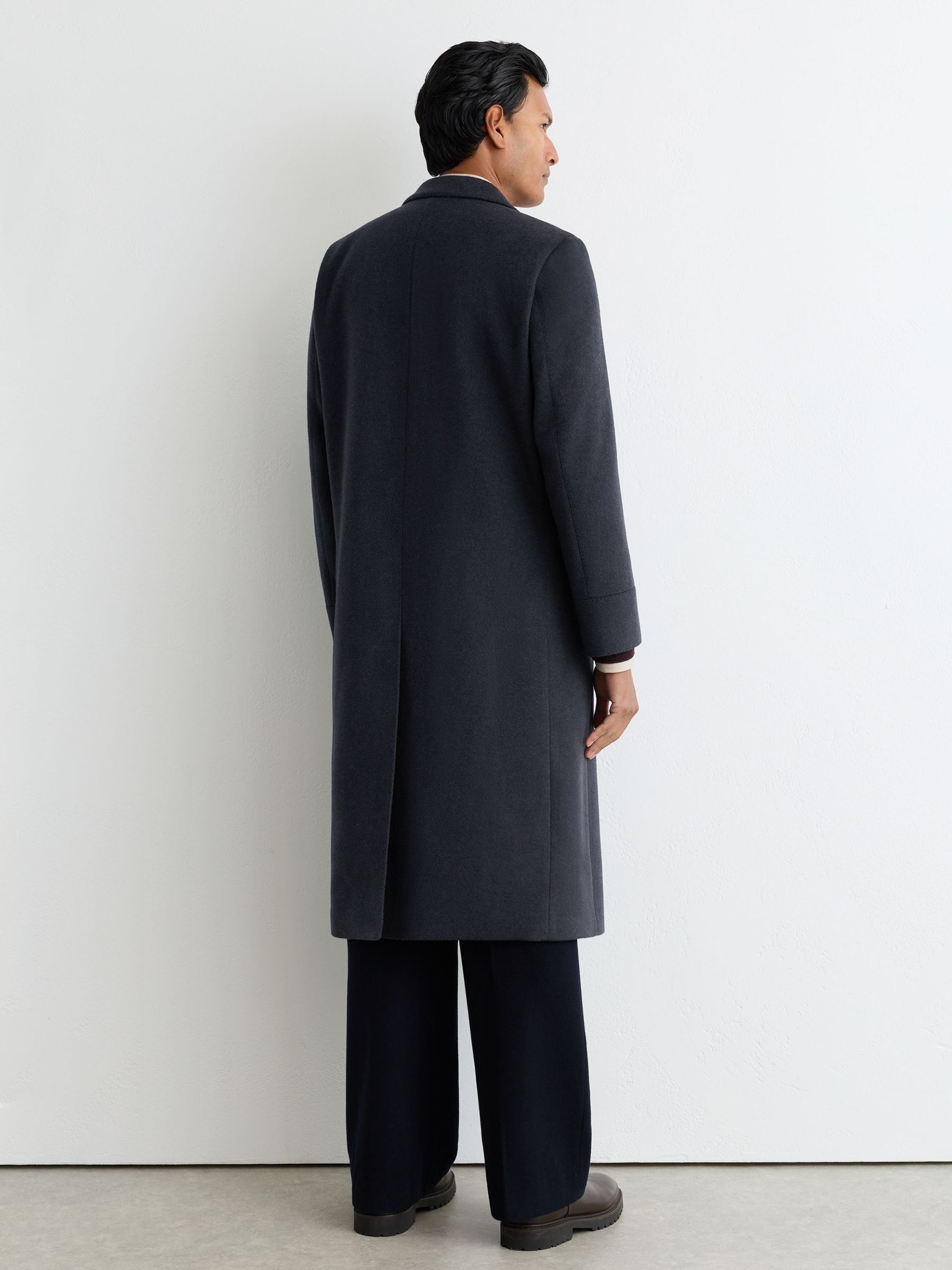 Wool-Blend Double-Breasted Overcoat in Airforce Blue - Image 6 of 8