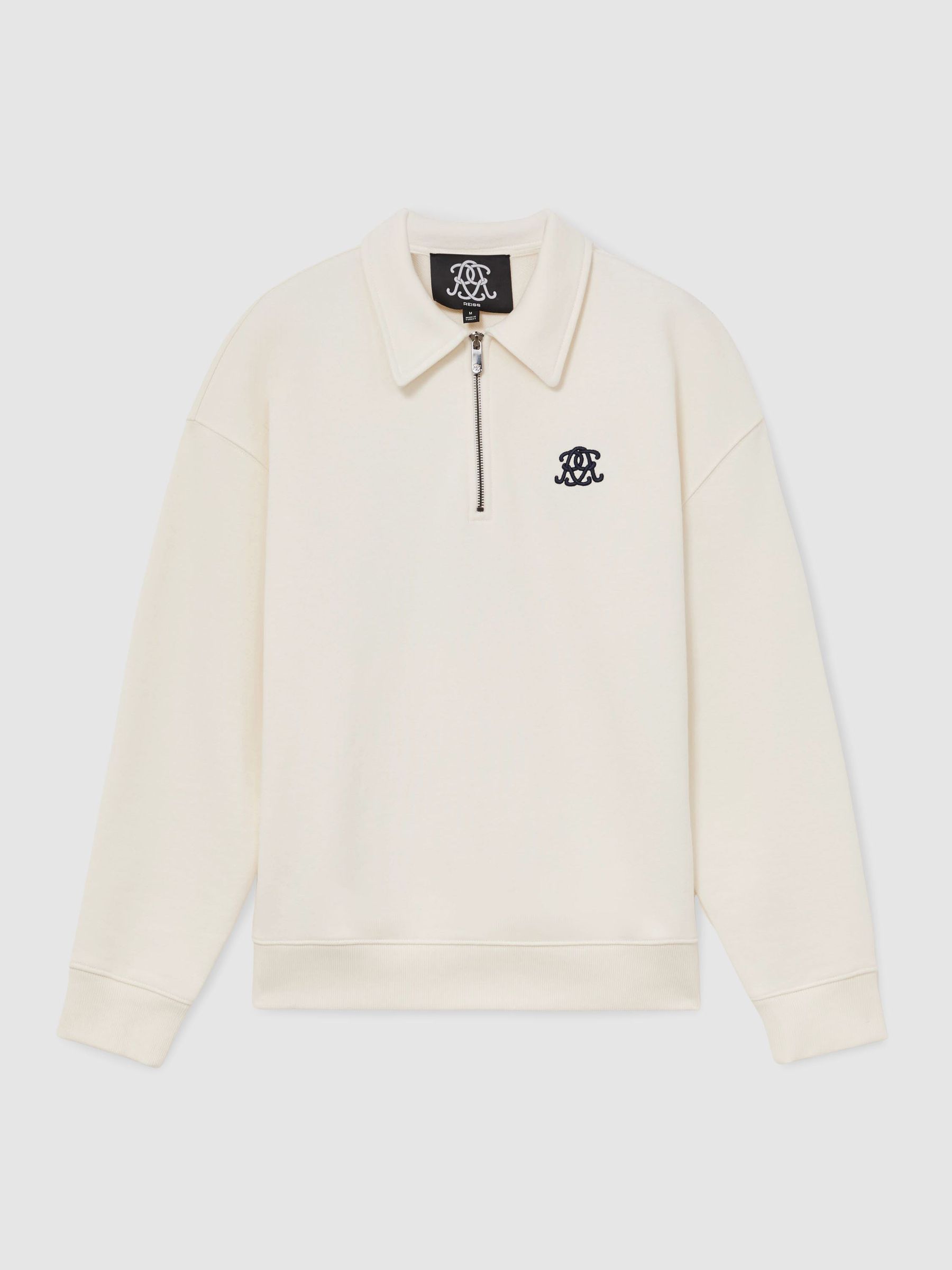 Monogram Relaxed Half-Zip Sweatshirt in Off White - Image 2 of 6