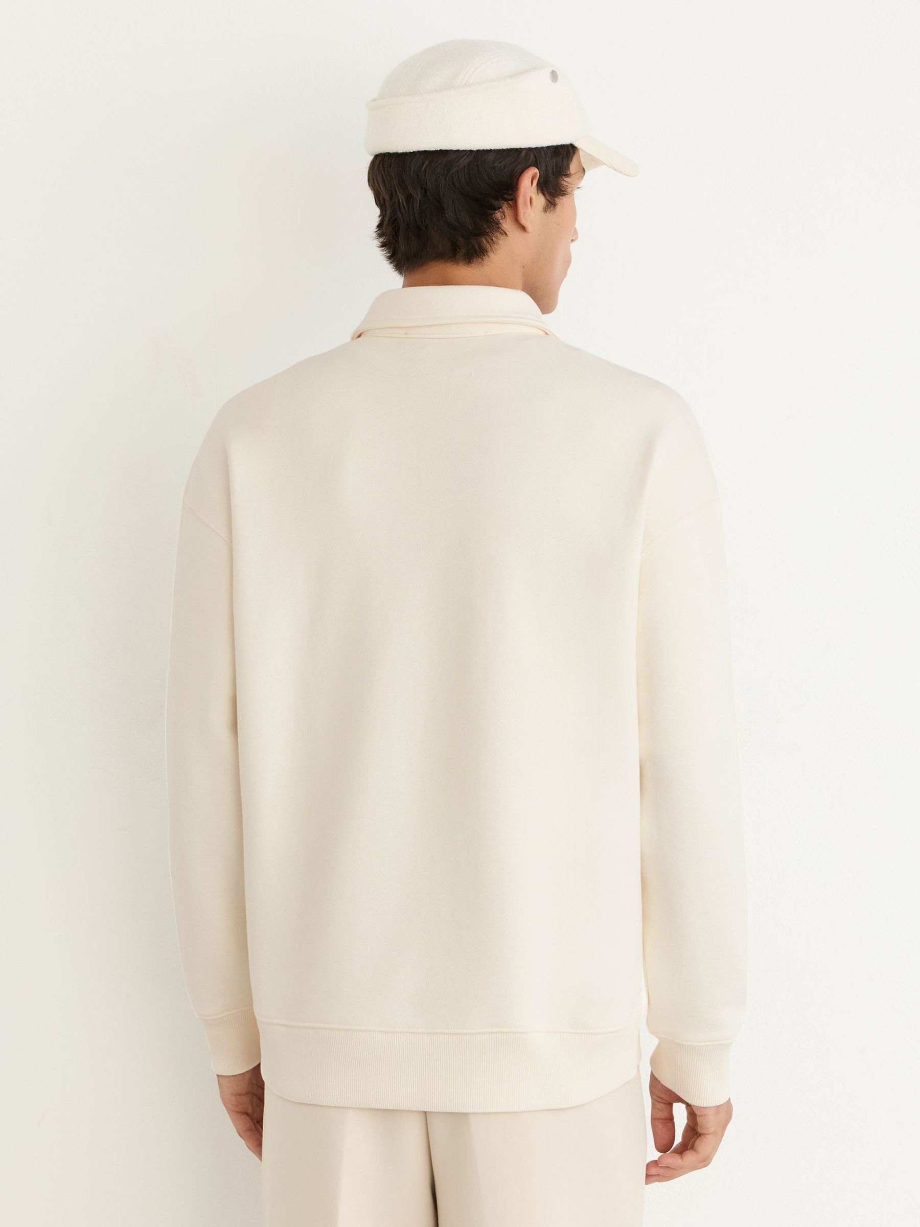 Monogram Relaxed Half-Zip Sweatshirt in Off White - Image 5 of 6
