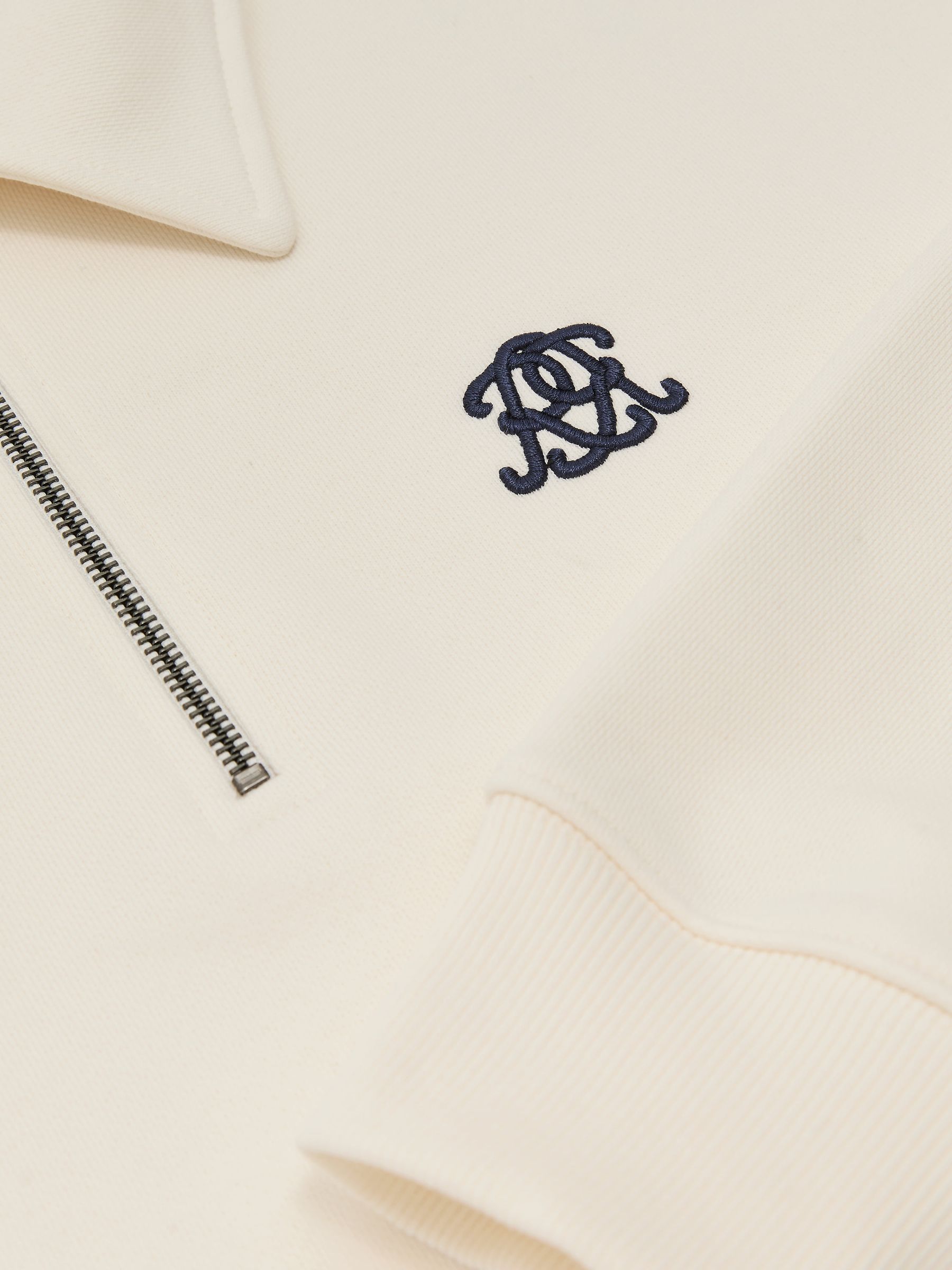Monogram Relaxed Half-Zip Sweatshirt in Off White - Image 6 of 6