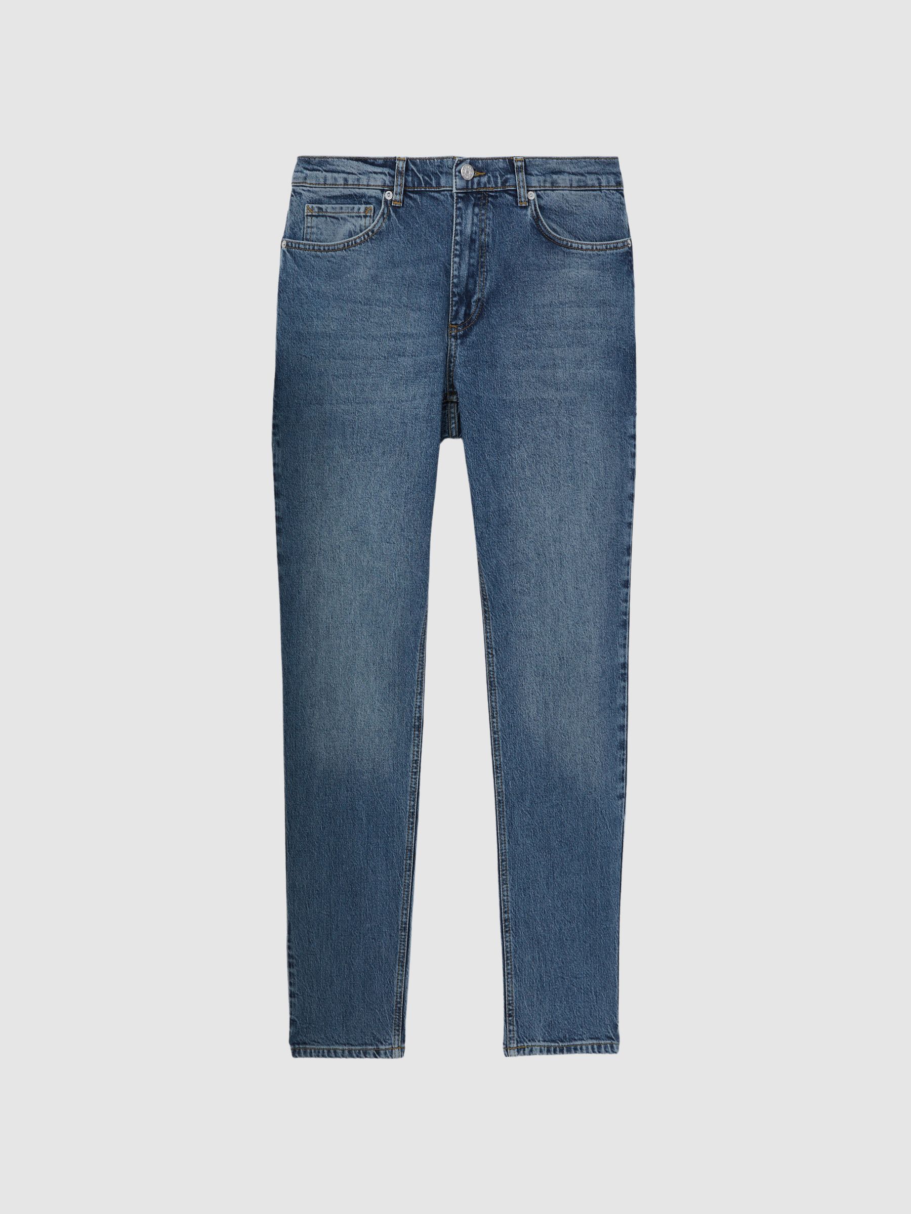 Mid Rise Tapered Jeans in Mid Blue - Image 2 of 6