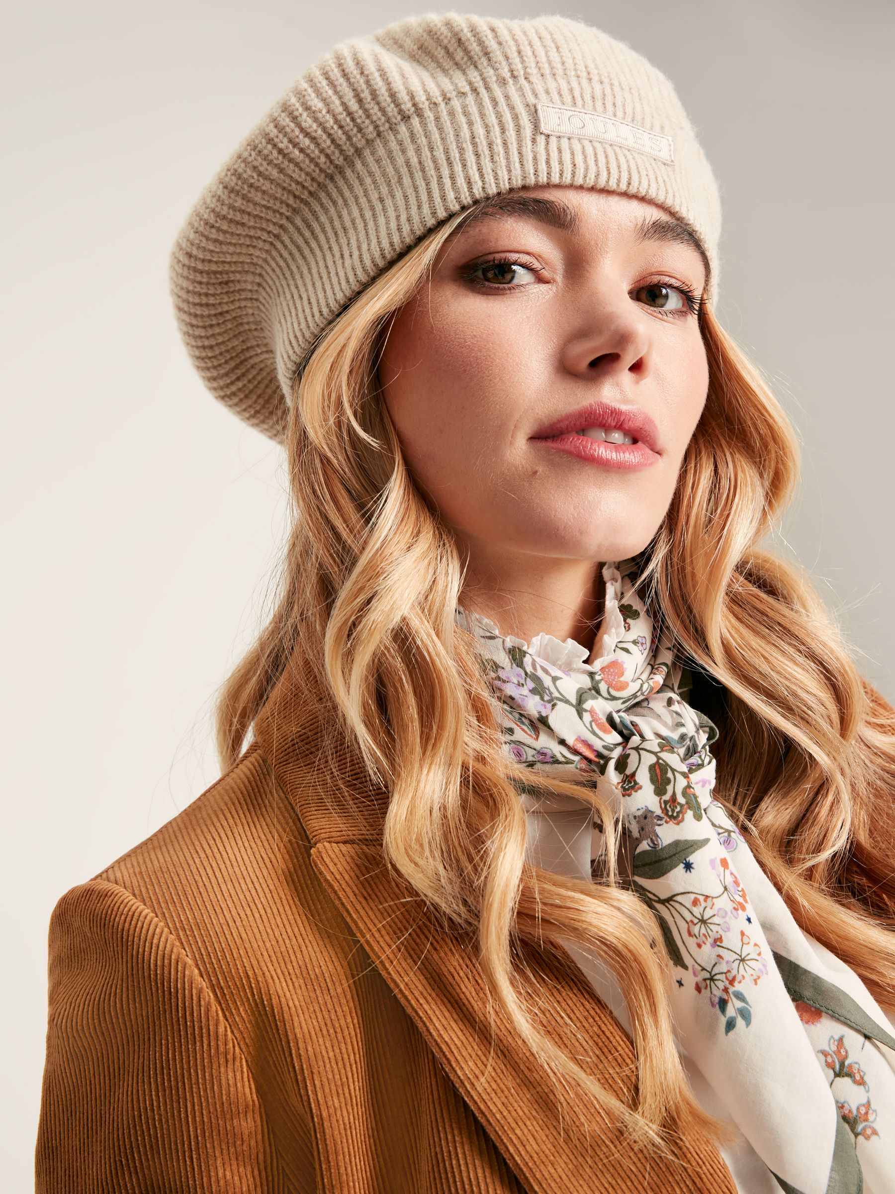 Joelle Beige Knitted Beret Hat - Image 1 of 4