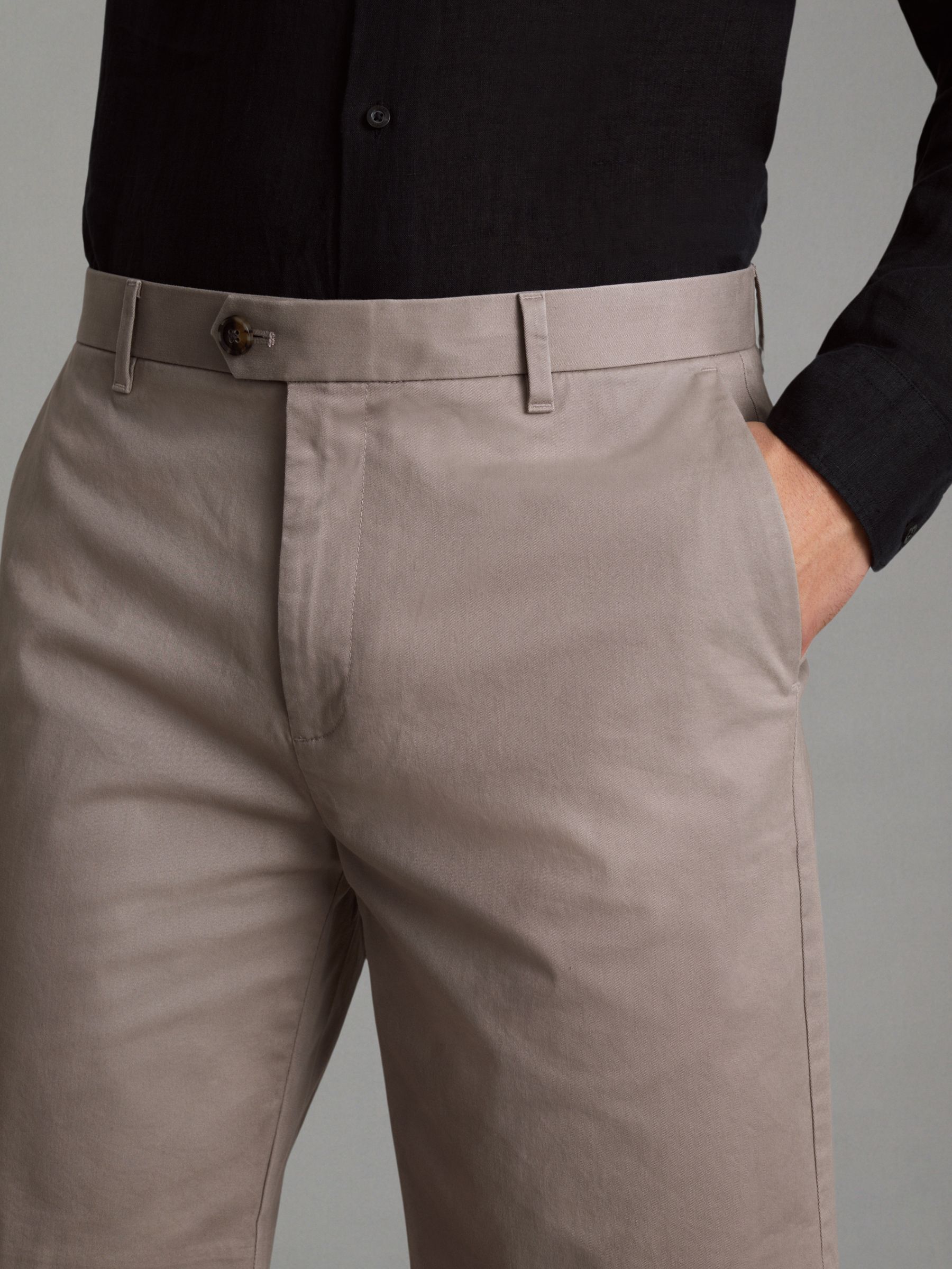 Cotton Chino Shorts with Stretch in Mushroom Brown - Image 4 of 6