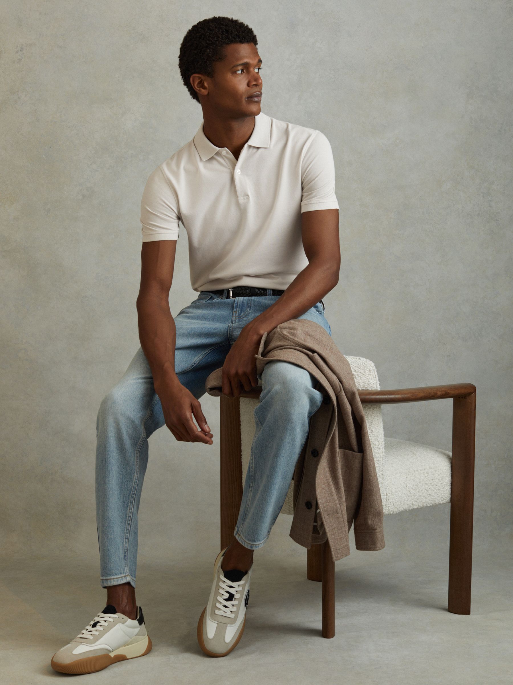 Puro Ice Grey Garment Dyed Cotton Polo Shirt - Image 1 of 7