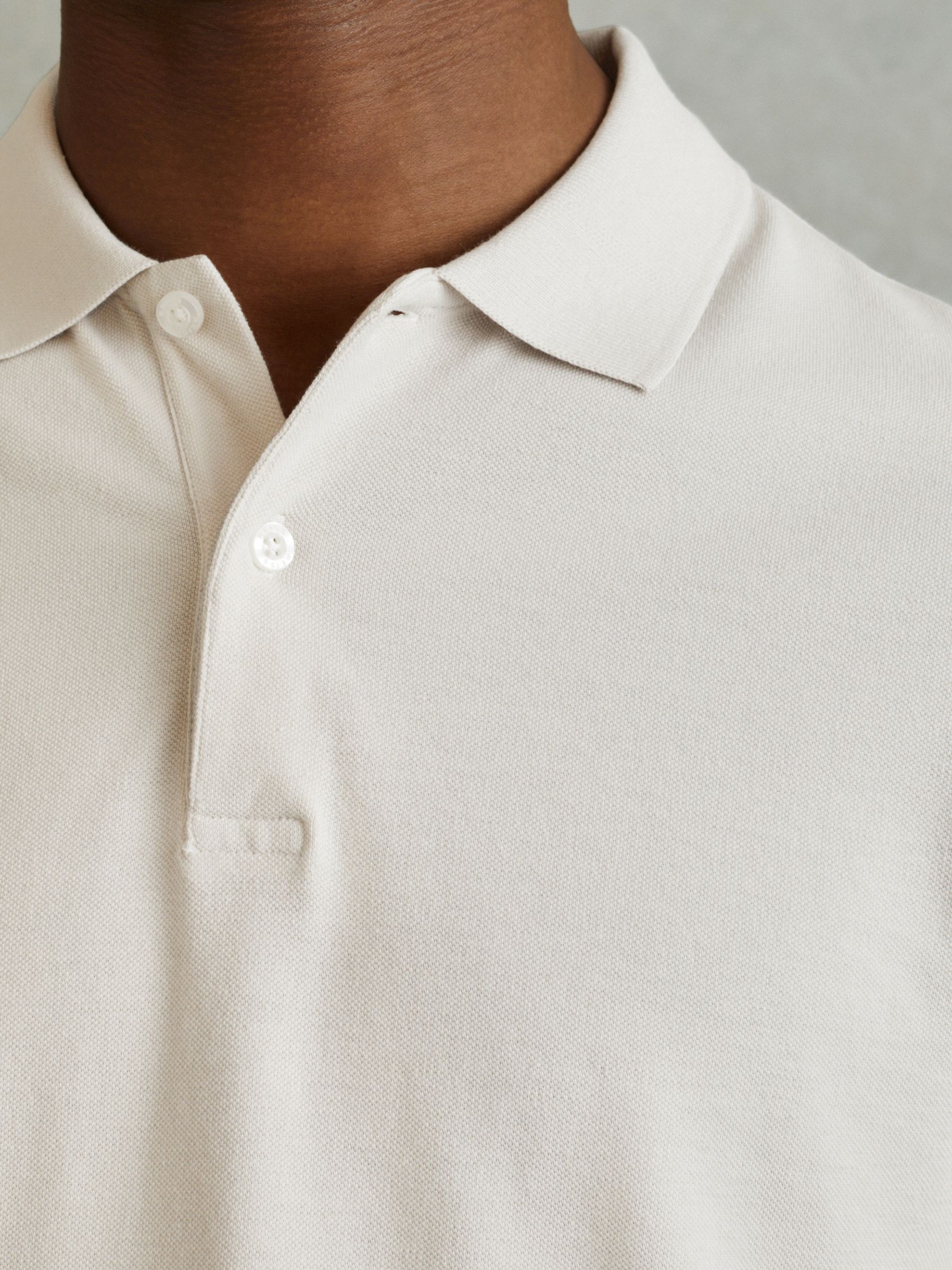 Puro Ice Grey Garment Dyed Cotton Polo Shirt - Image 4 of 7