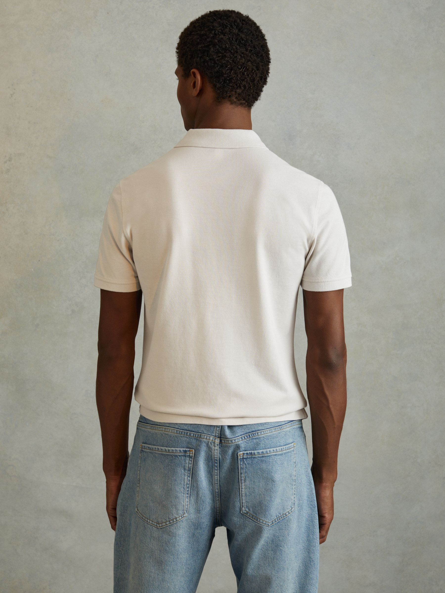 Puro Ice Grey Garment Dyed Cotton Polo Shirt - Image 5 of 7