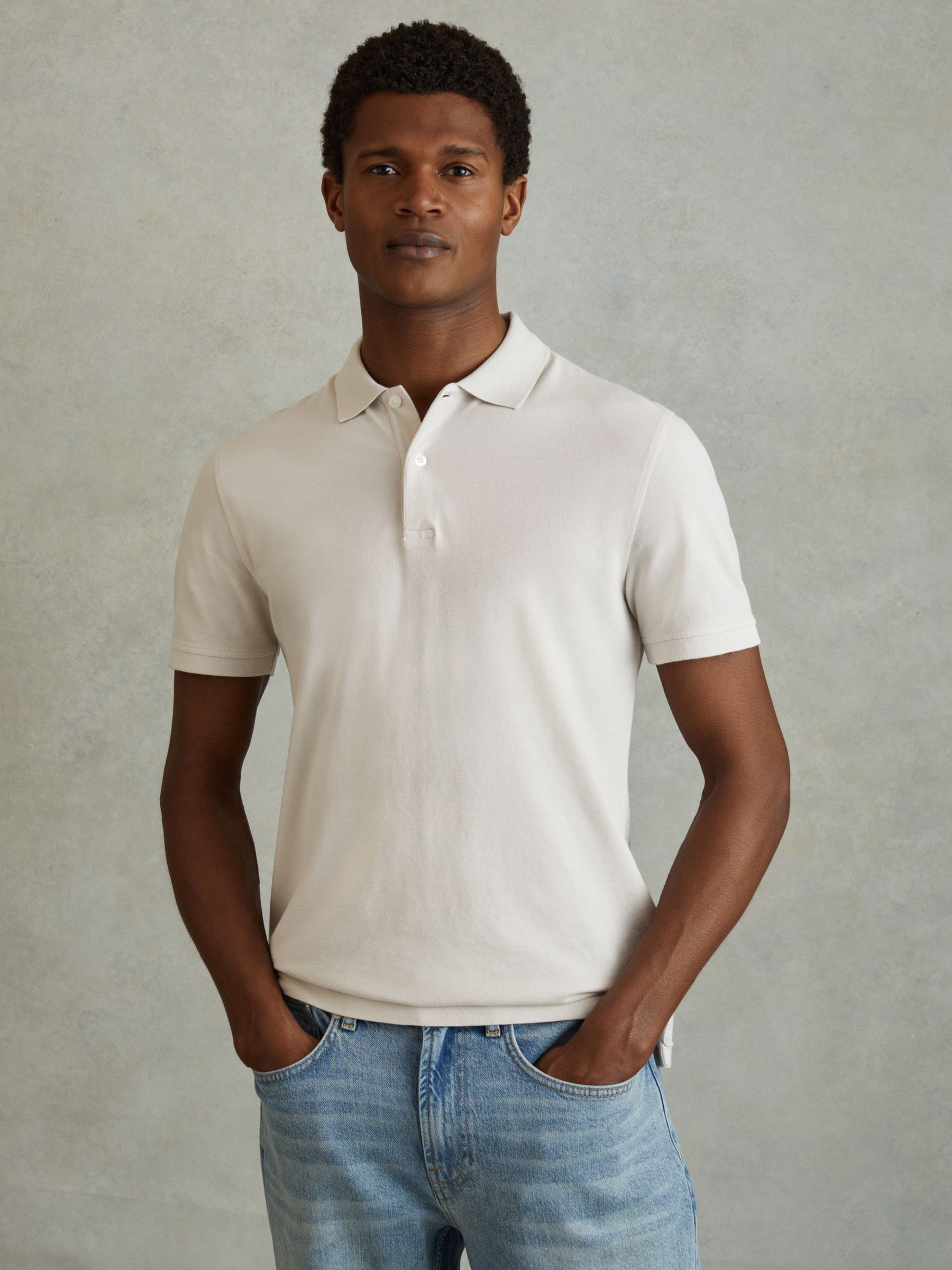 Puro Ice Grey Garment Dyed Cotton Polo Shirt - Image 6 of 7