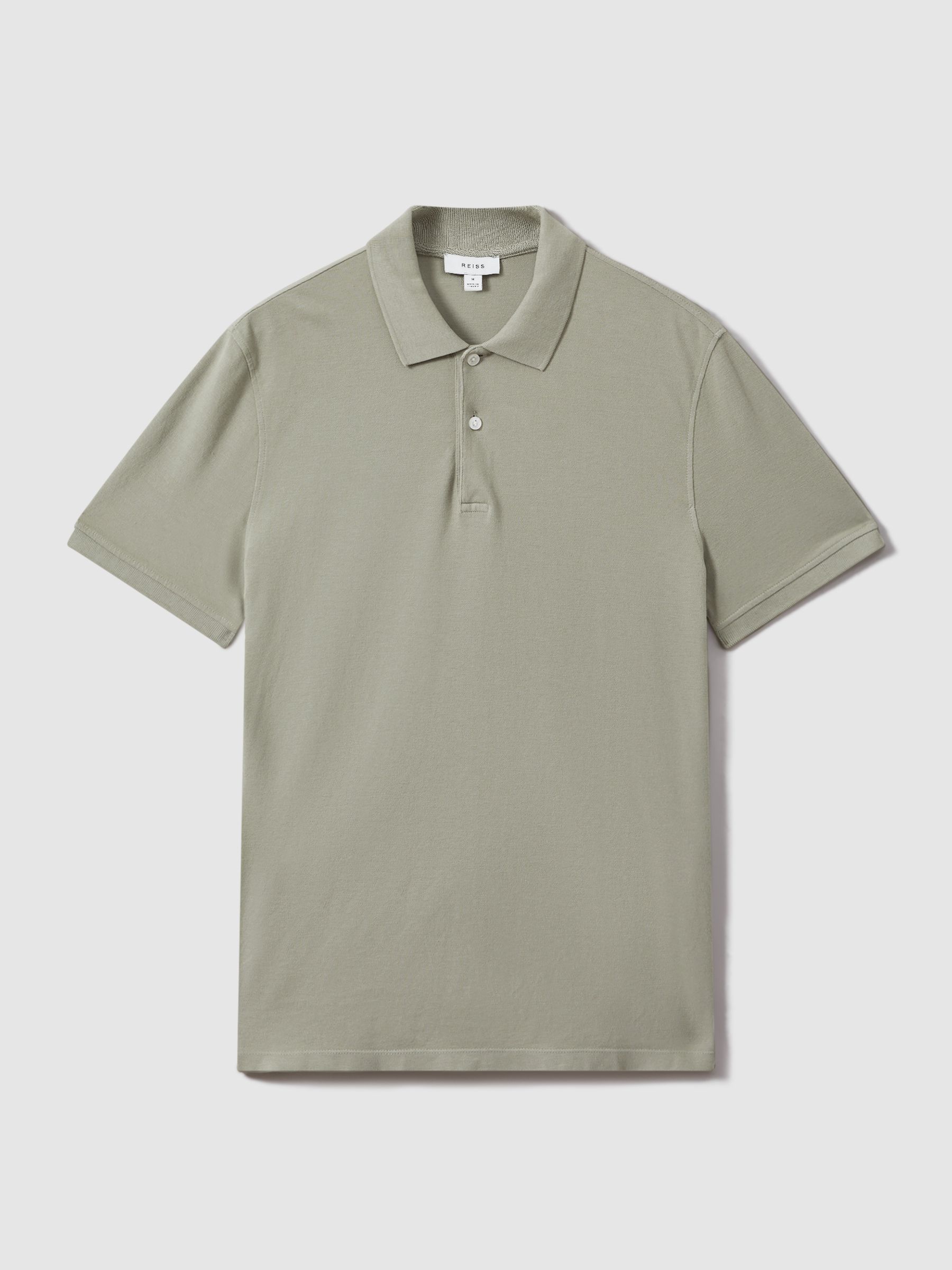 Garment Dyed Cotton Polo Shirt in Dark Sage - Image 2 of 6