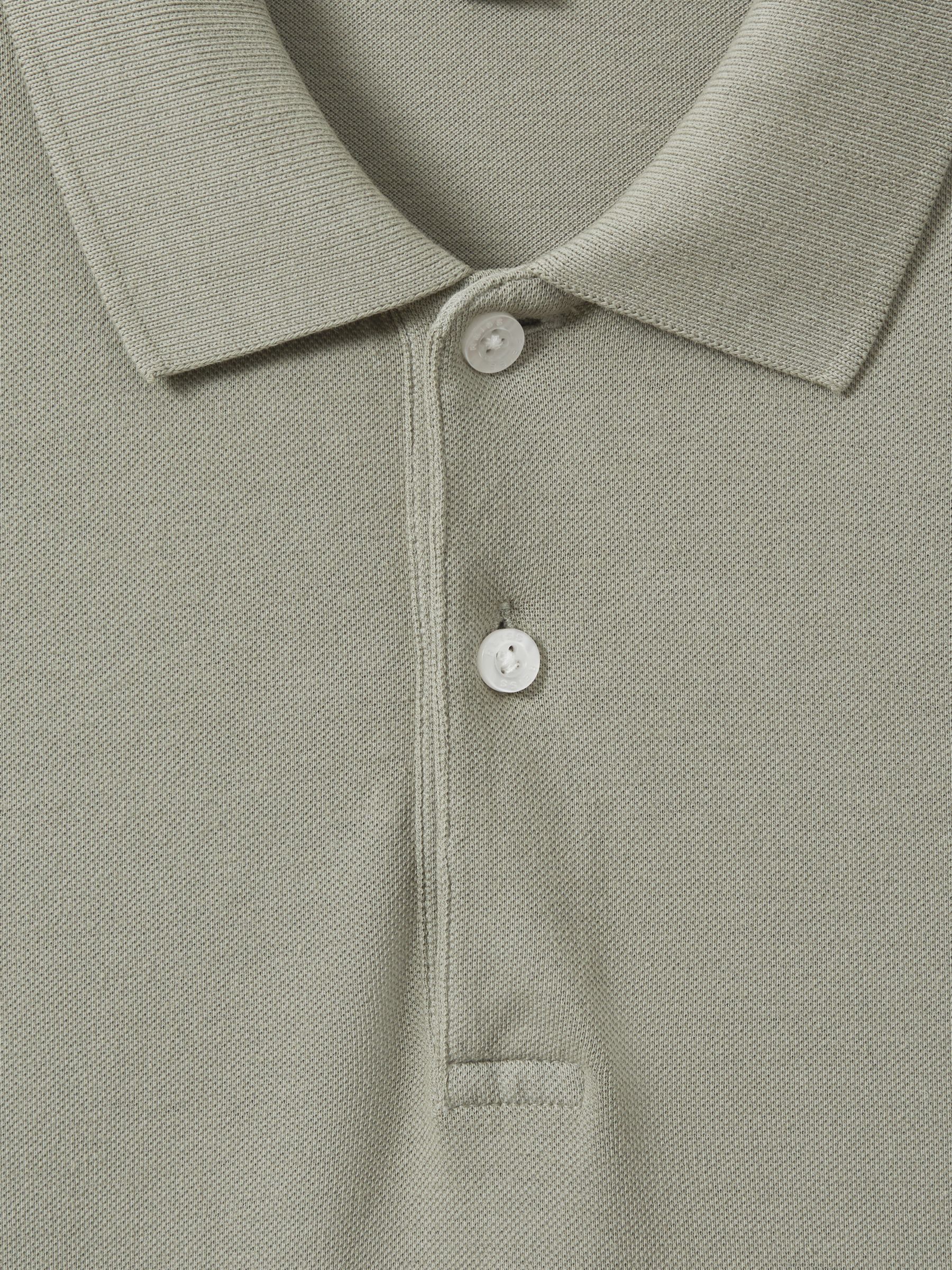 Garment Dyed Cotton Polo Shirt in Dark Sage - Image 6 of 6