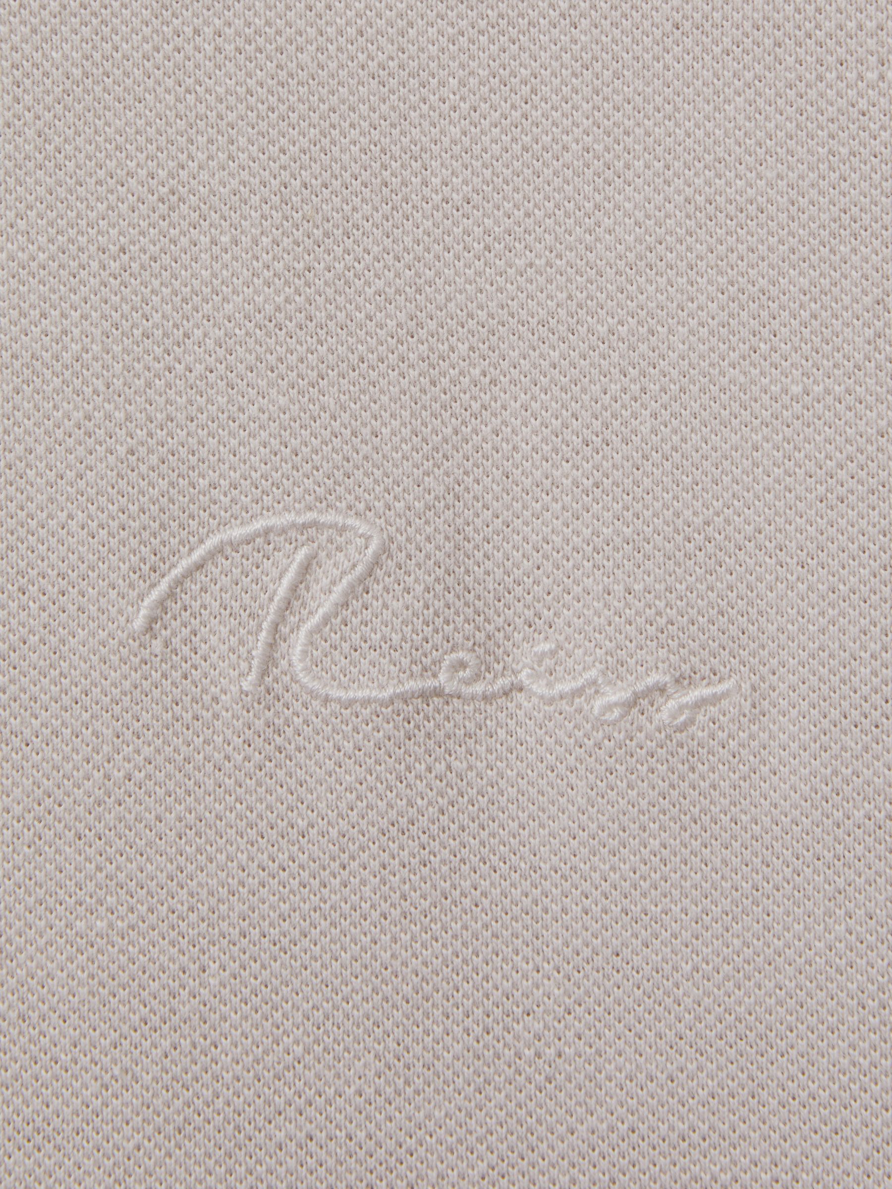 Slim Fit Garment Dyed Embroidered Polo Shirt in Ice Grey - Image 6 of 6